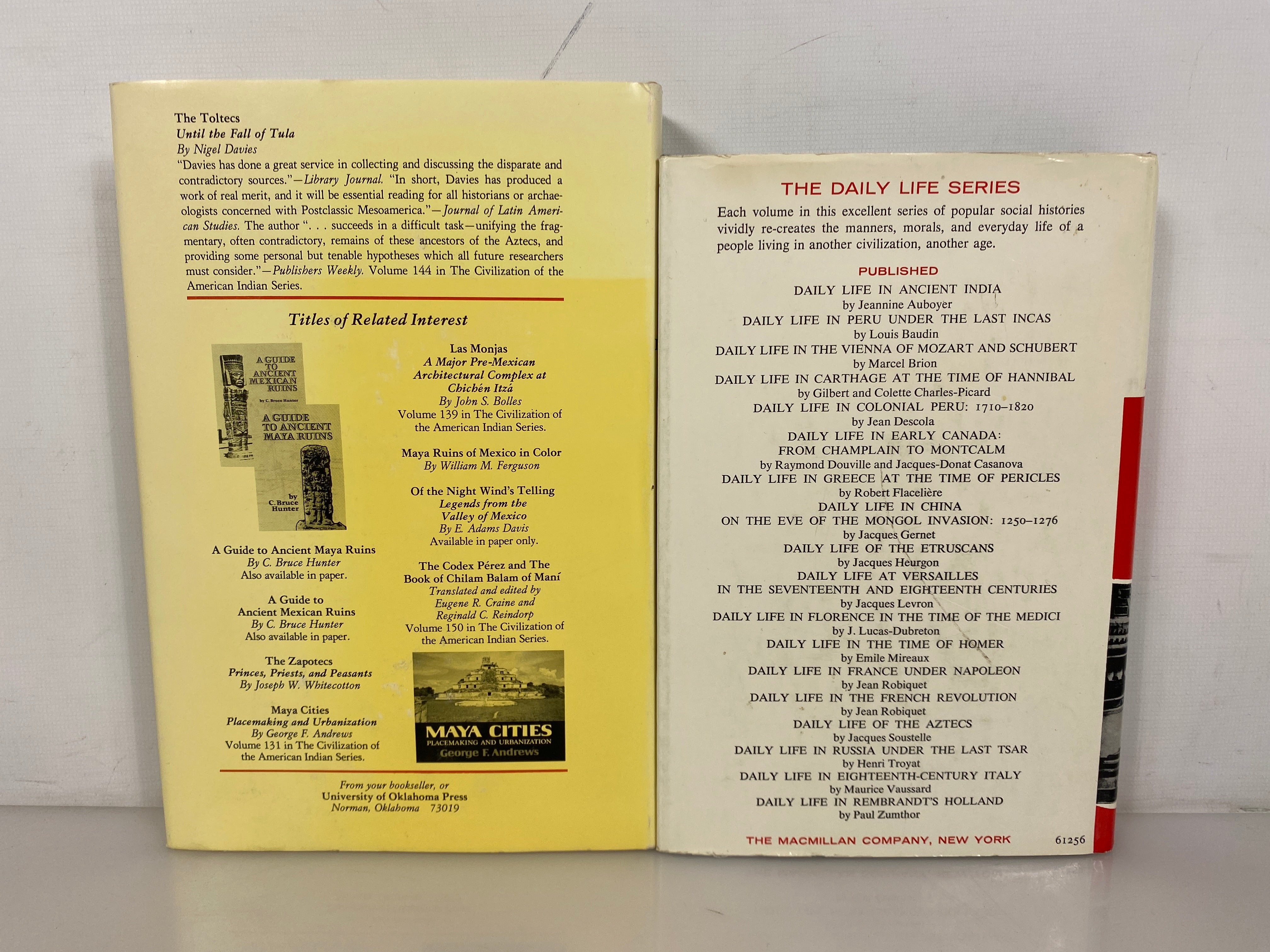 2 Vols: Daily Life of the Aztecs 1968/The Toltec Heritage 1980 1st HC DJ