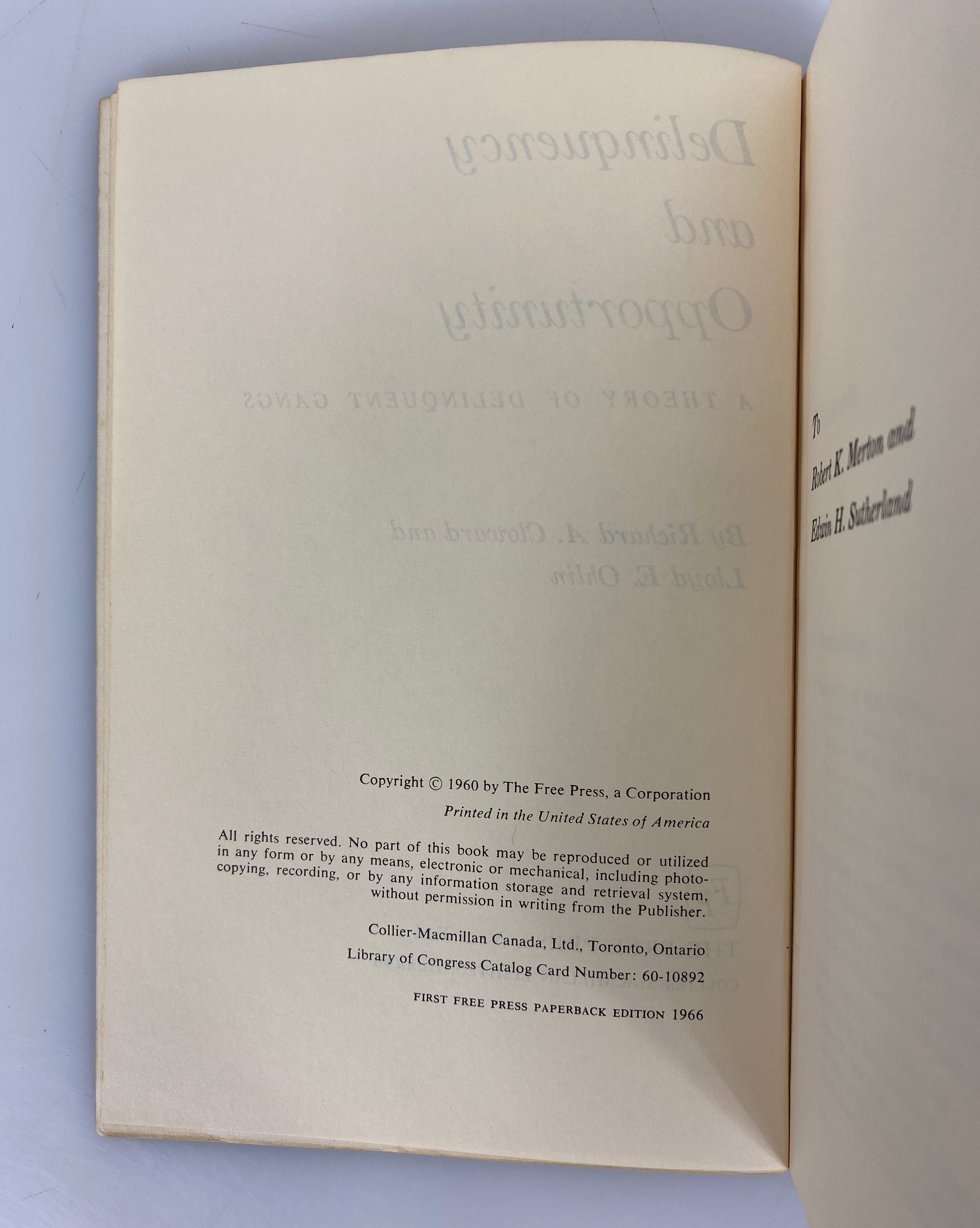 2 Vols: Delinquency & Opportunity/Children & Poverty 1966-69 Vintage SC