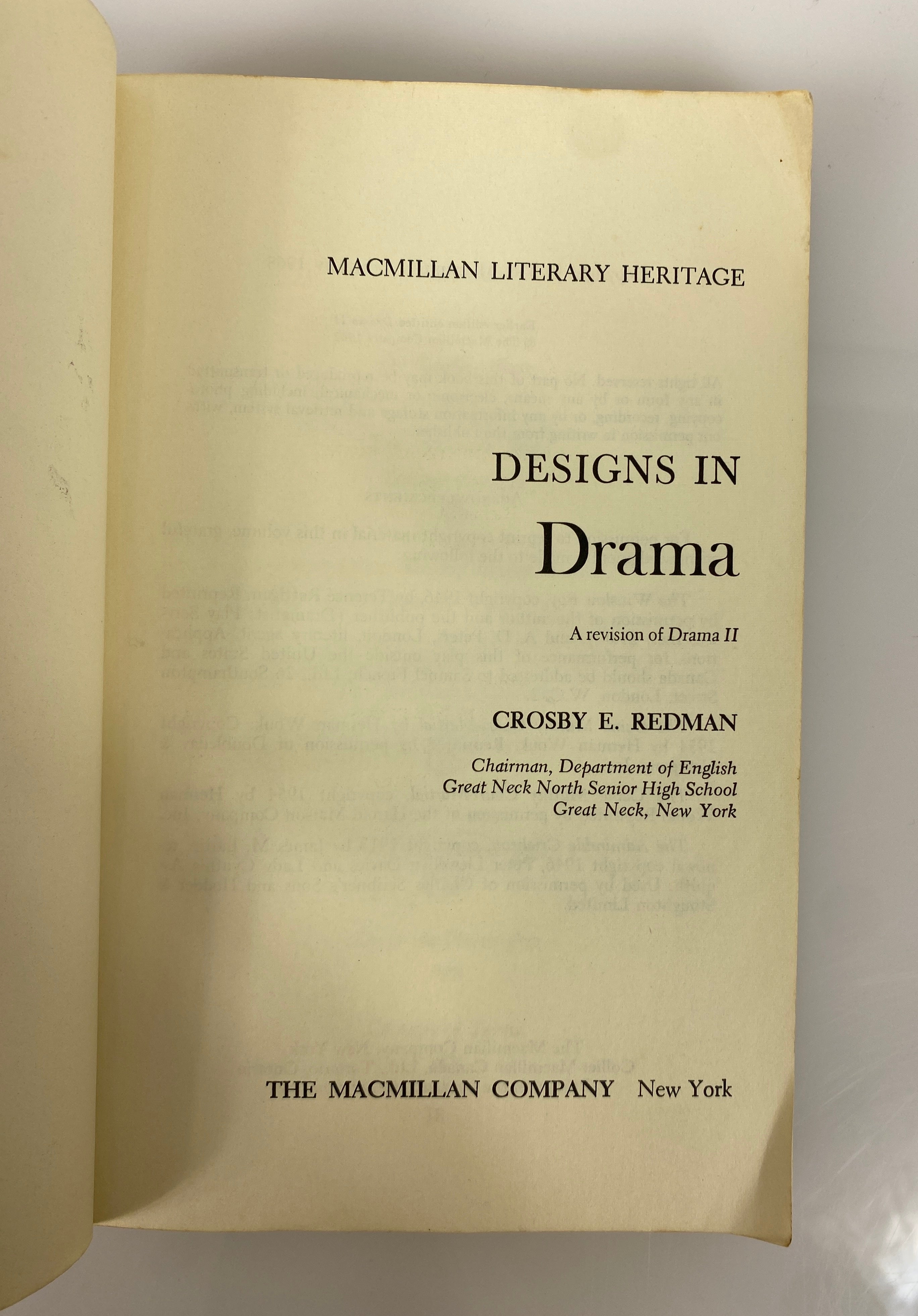 2 Vols: Designs in Drama/Designs in Poetry Macmillan Literary Heritage SC