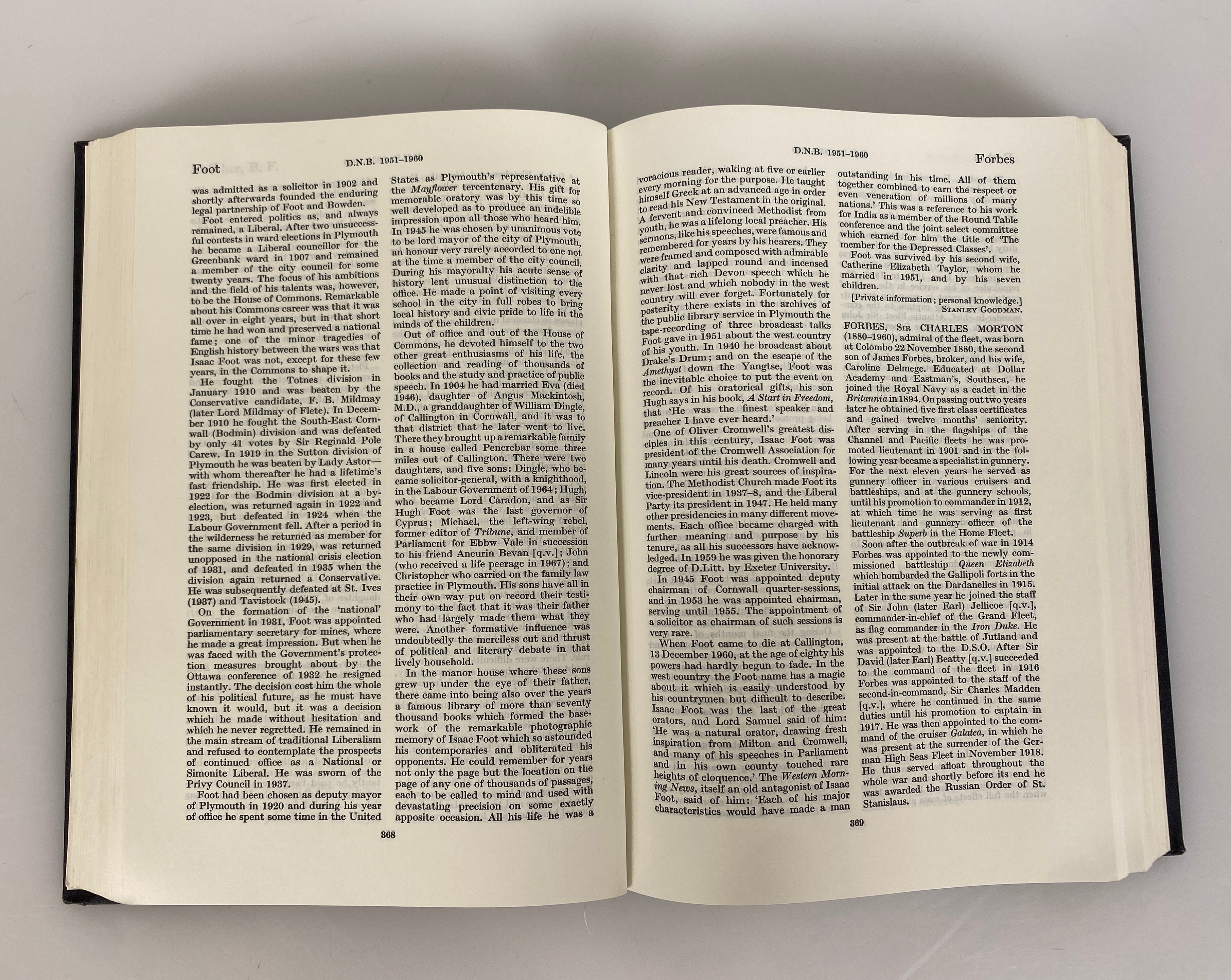 2 Vols: Dictionary of National Biography 1941-1950/1951-1960 Ex-Library HC
