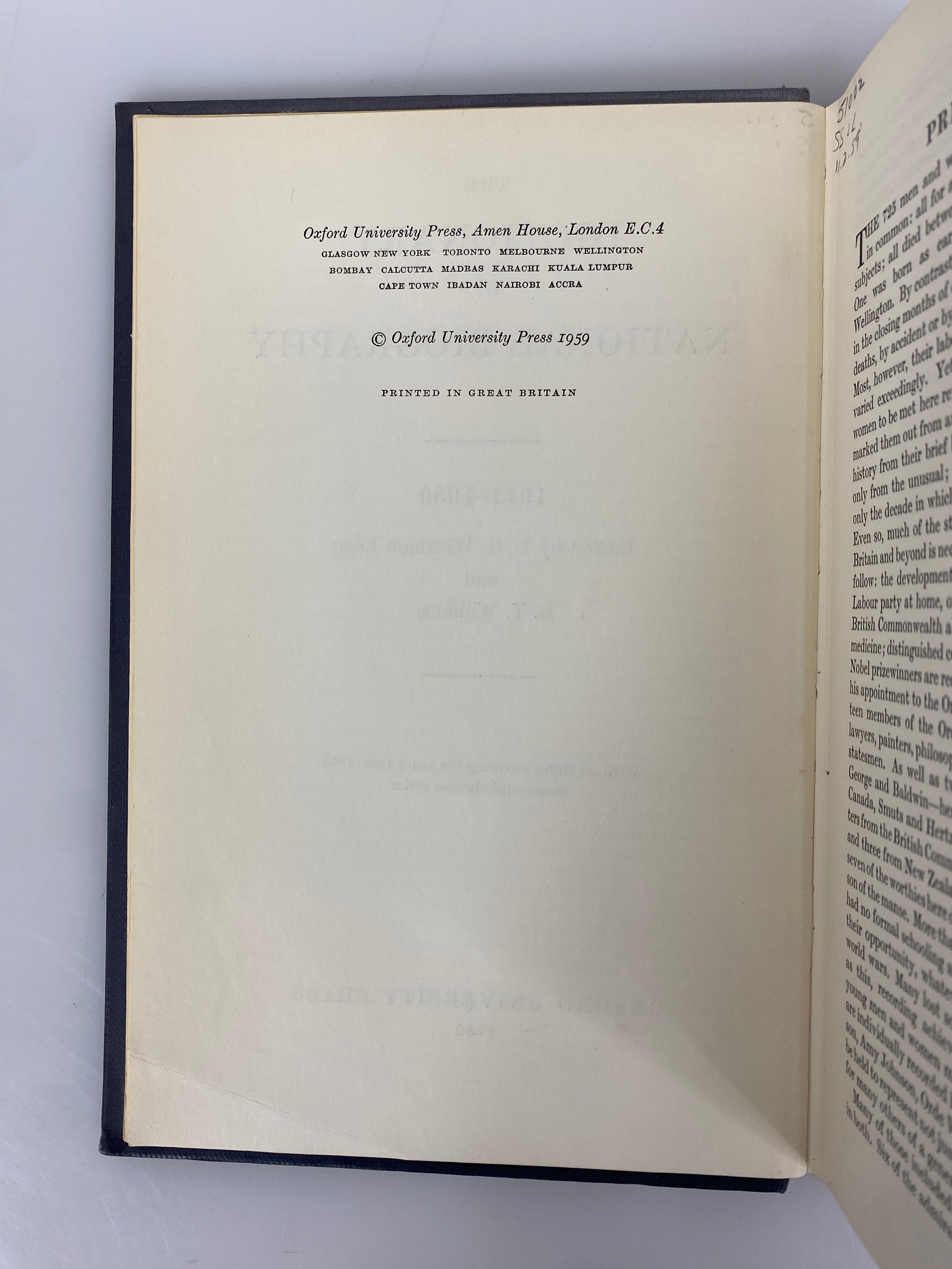 2 Vols: Dictionary of National Biography 1941-1950/1951-1960 Ex-Library HC