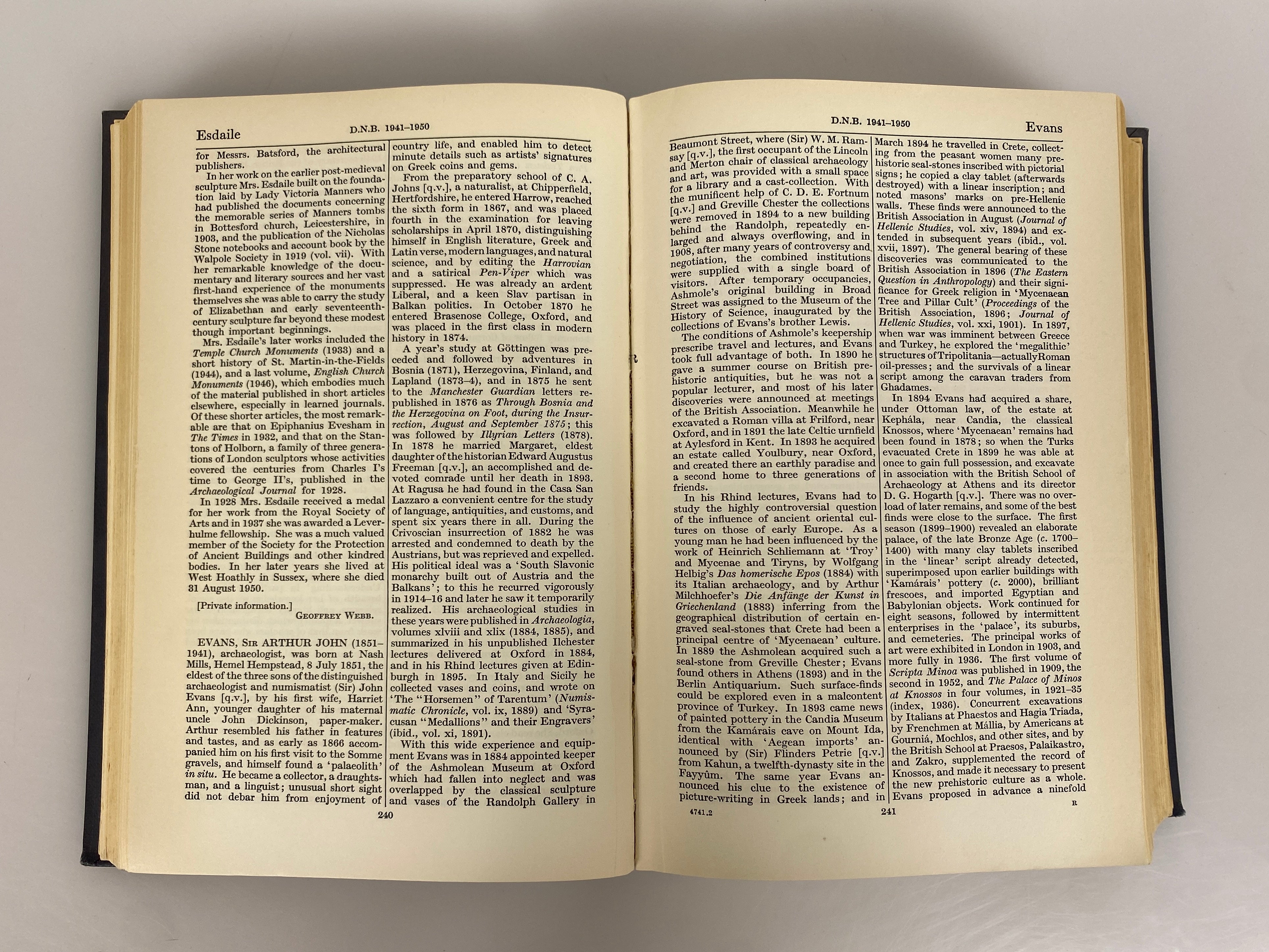 2 Vols: Dictionary of National Biography 1941-1950/1951-1960 Ex-Library HC