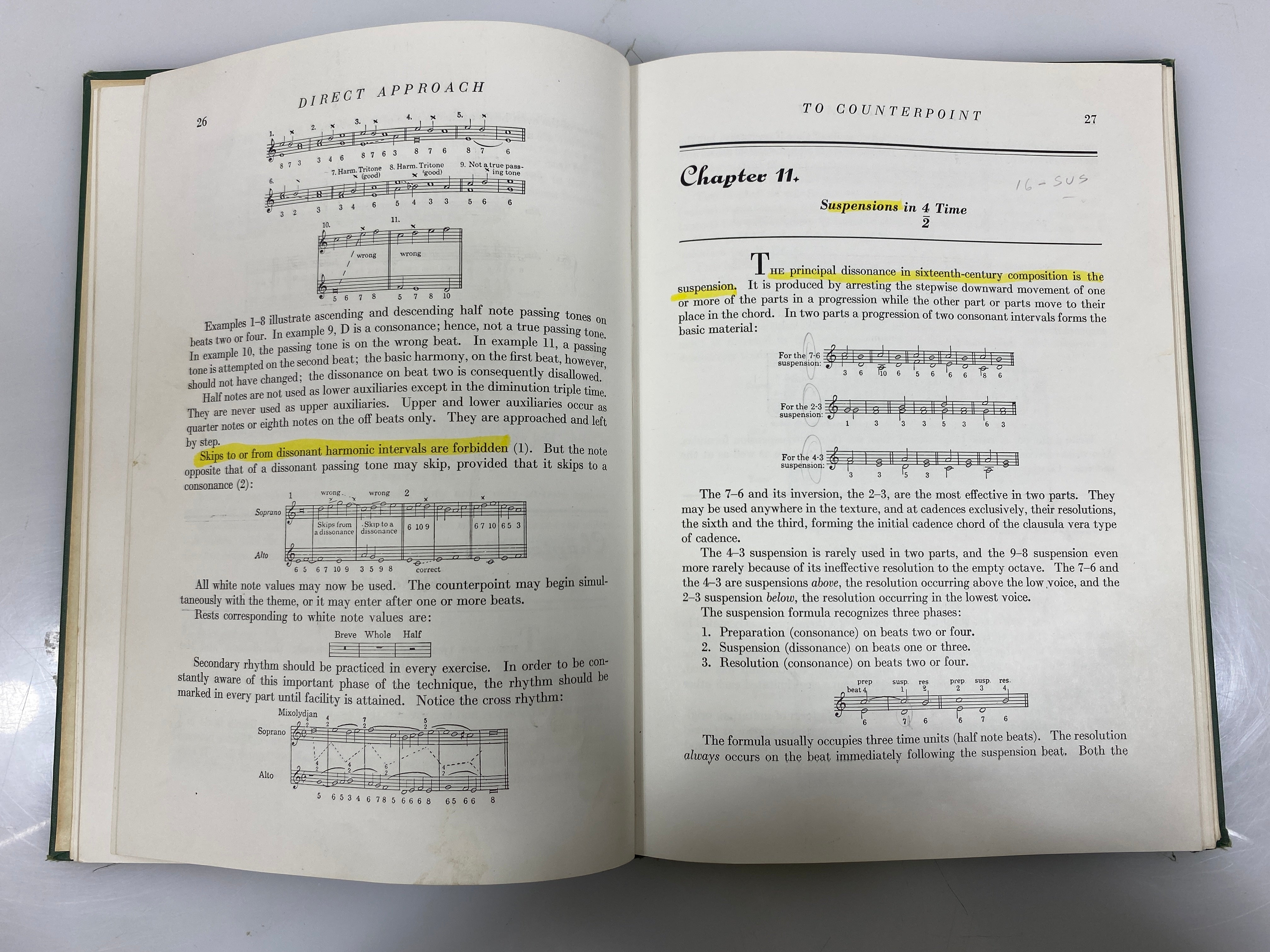2 Vols: Direct Approach to Counterpoint/Contrapuntal Harmonic Technique 1947 HC