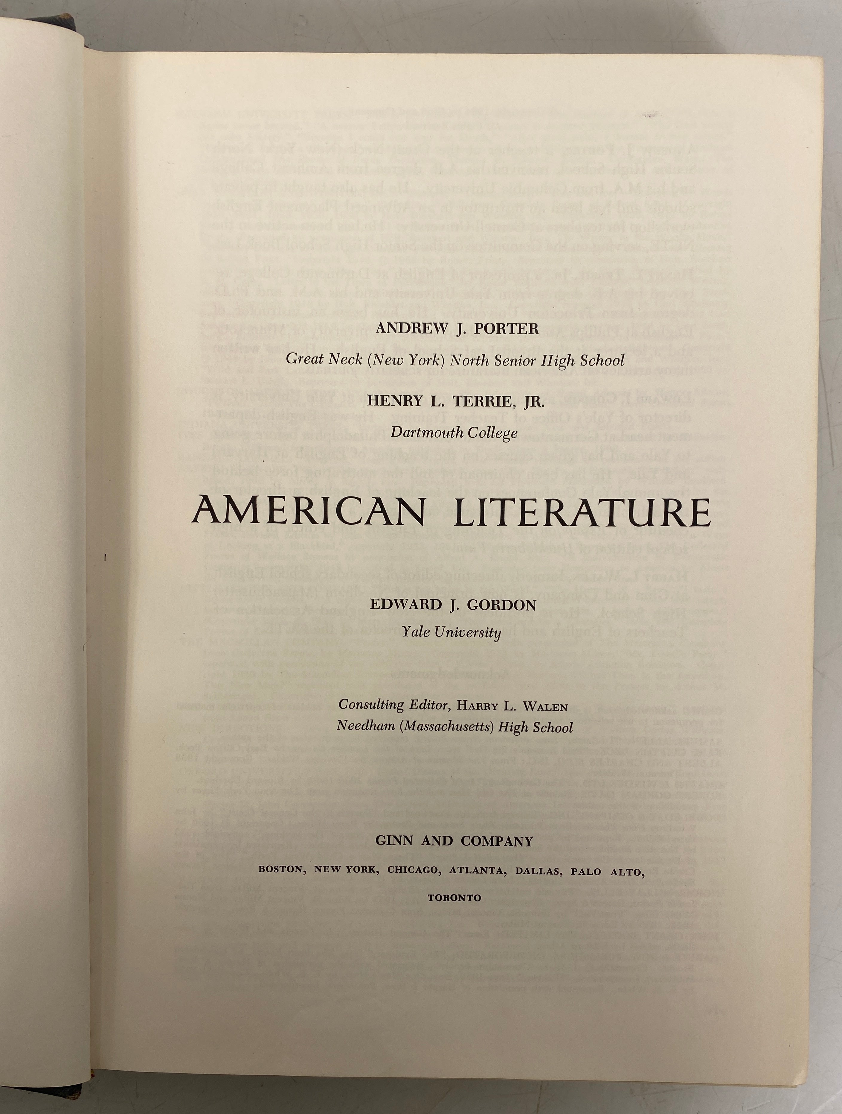 2 Vols: English/American Literature Edward Gordon 1964 HC