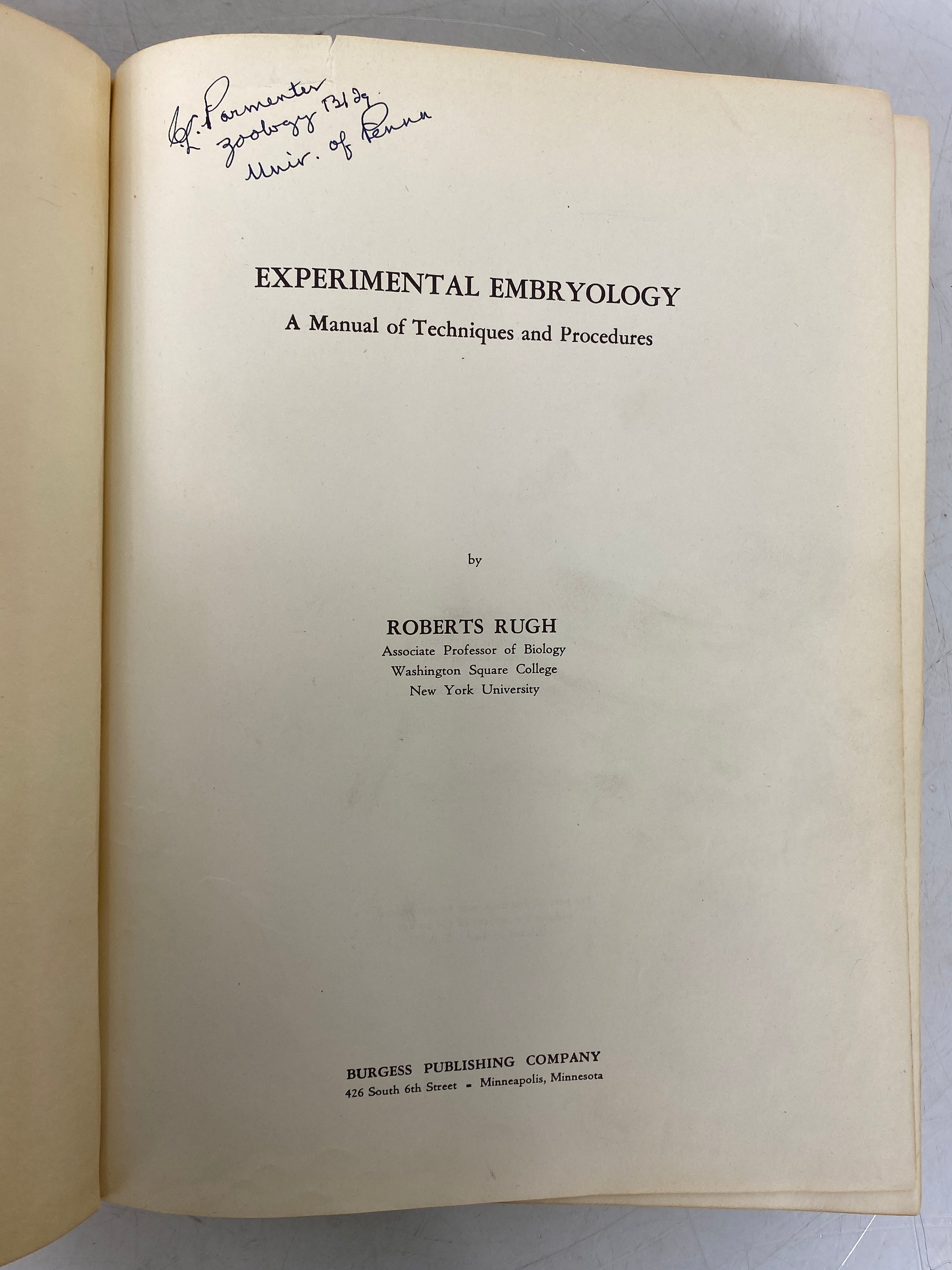 2 Vols: Experimental Embryology (Rugh)/Introduction to Embryology (Balinsky) HC