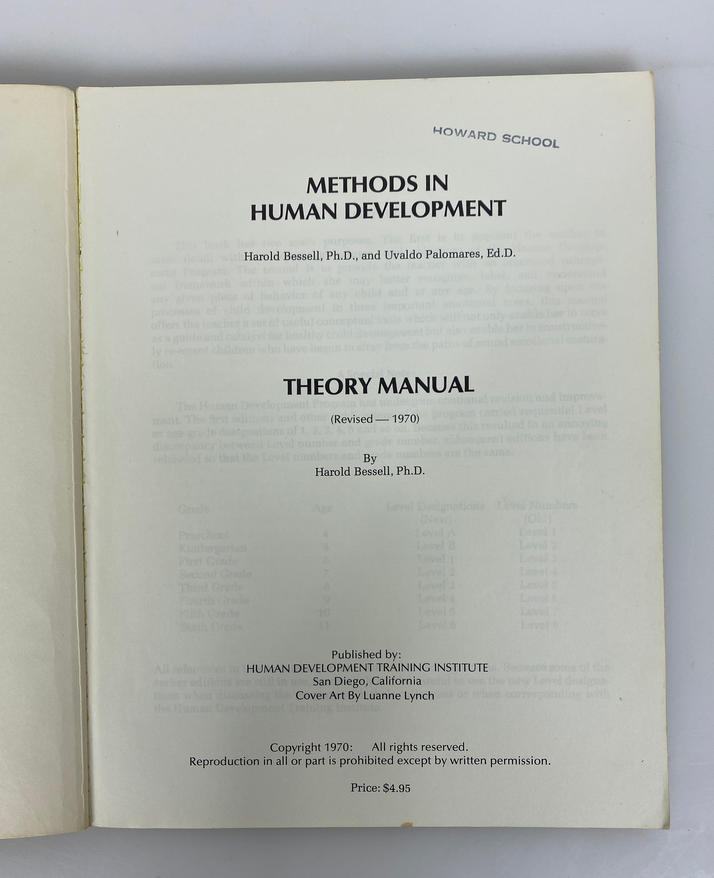 2 Vols: Harold Bessell Human Development Program/Theory Manual 1969-70 SC