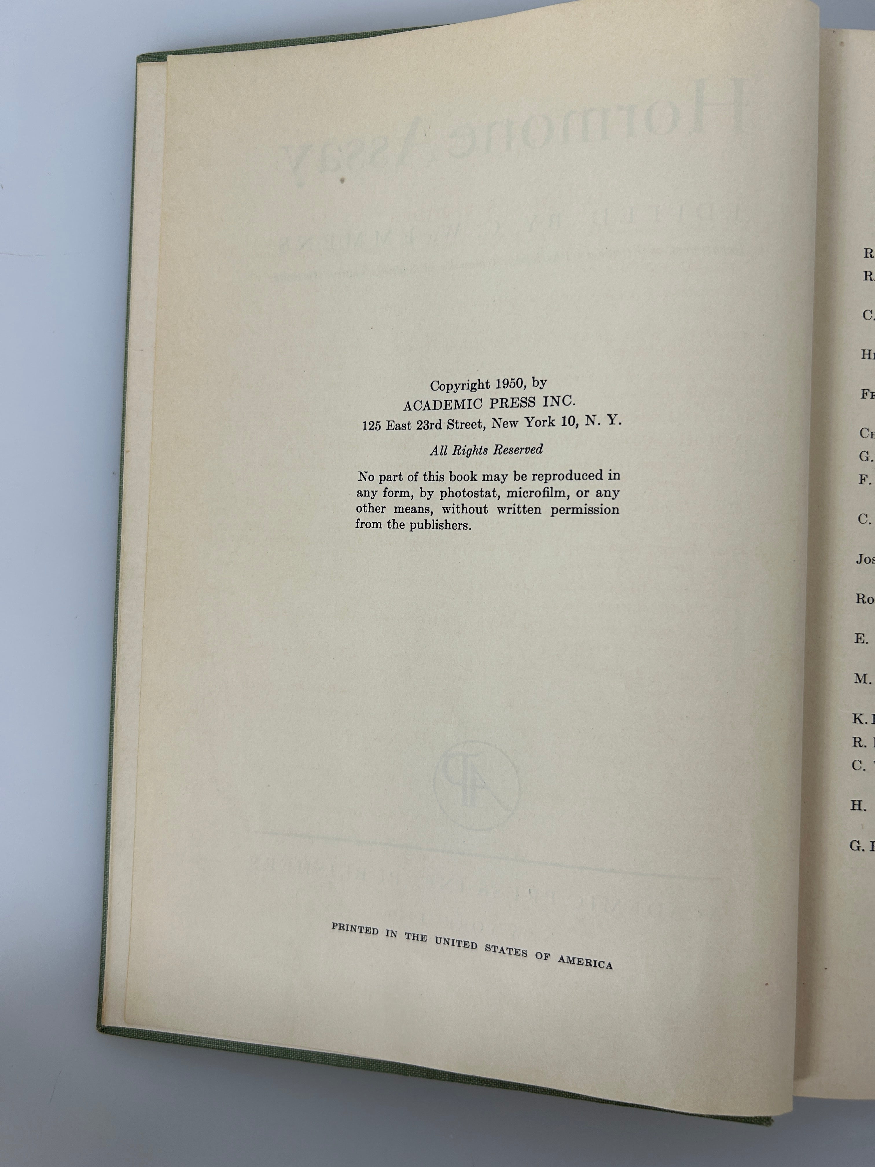 2 Vols: Hormone Assay/The Action of Hormones 1950-1971 Vintage HC Textbooks