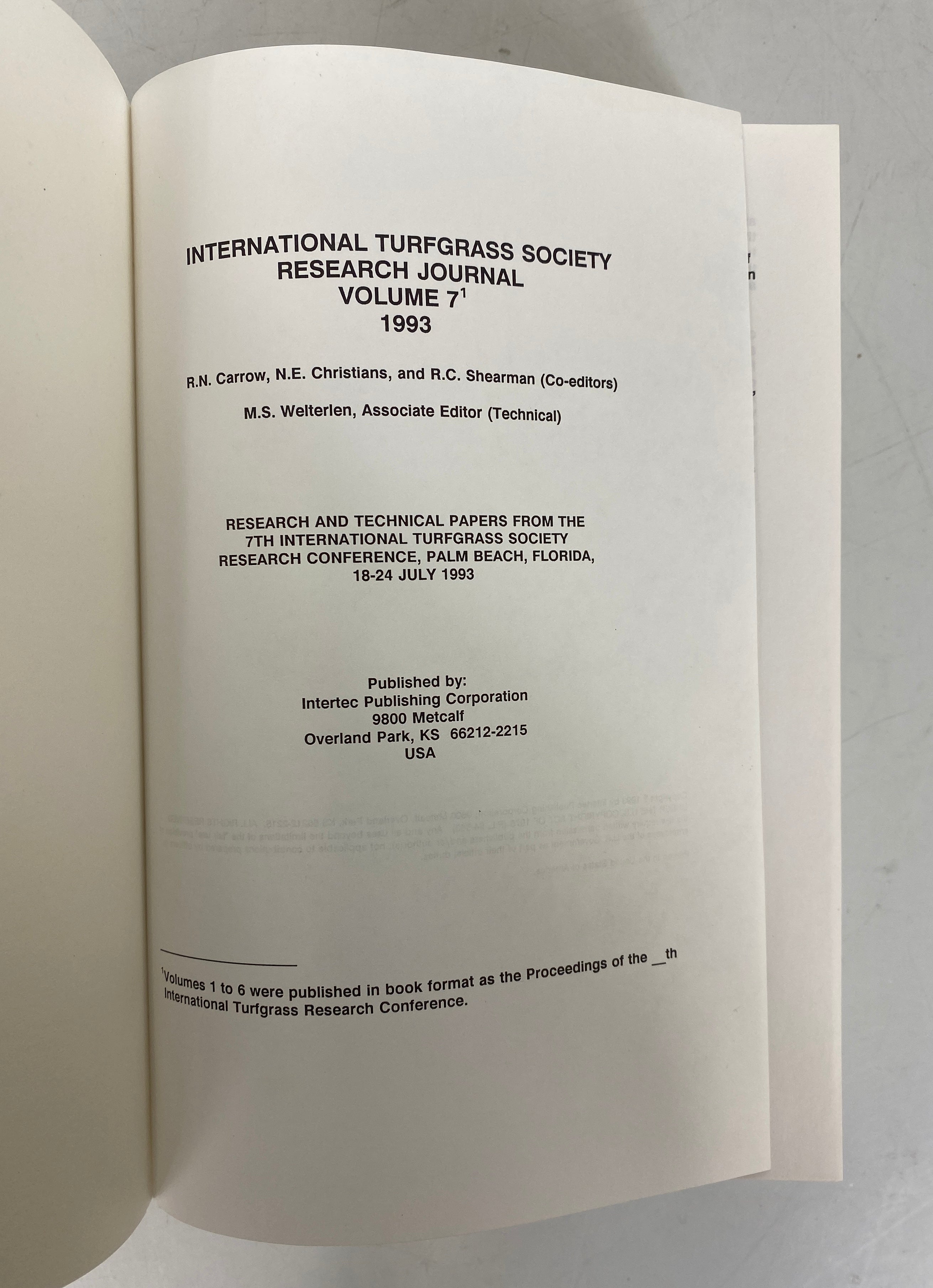 2 Vols: International Turfgrass Society Research Journal 1993/1997 HC
