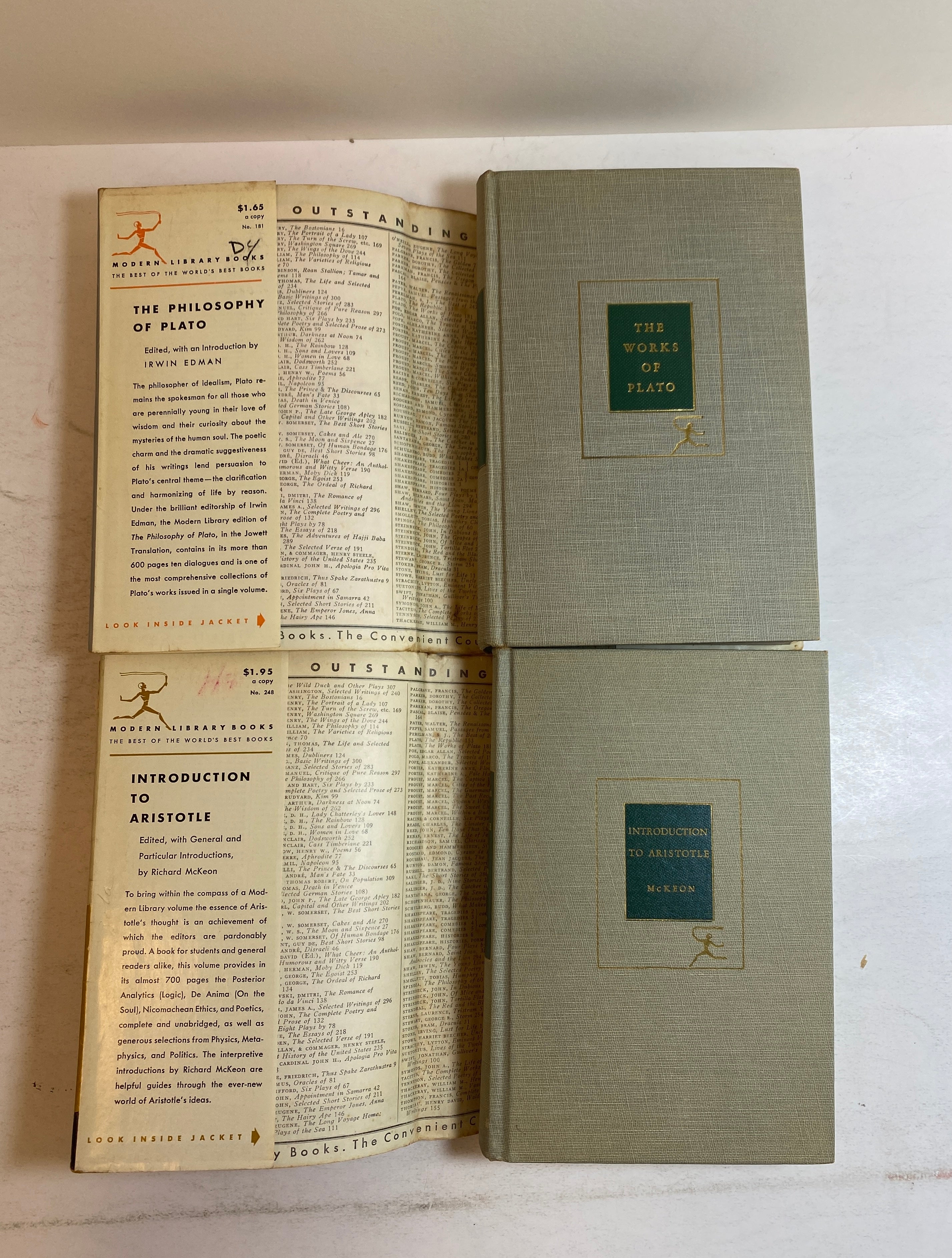 2 Vols: Introduction to Plato/The Philosophy of Plato Vtg Modern Library HCDJ