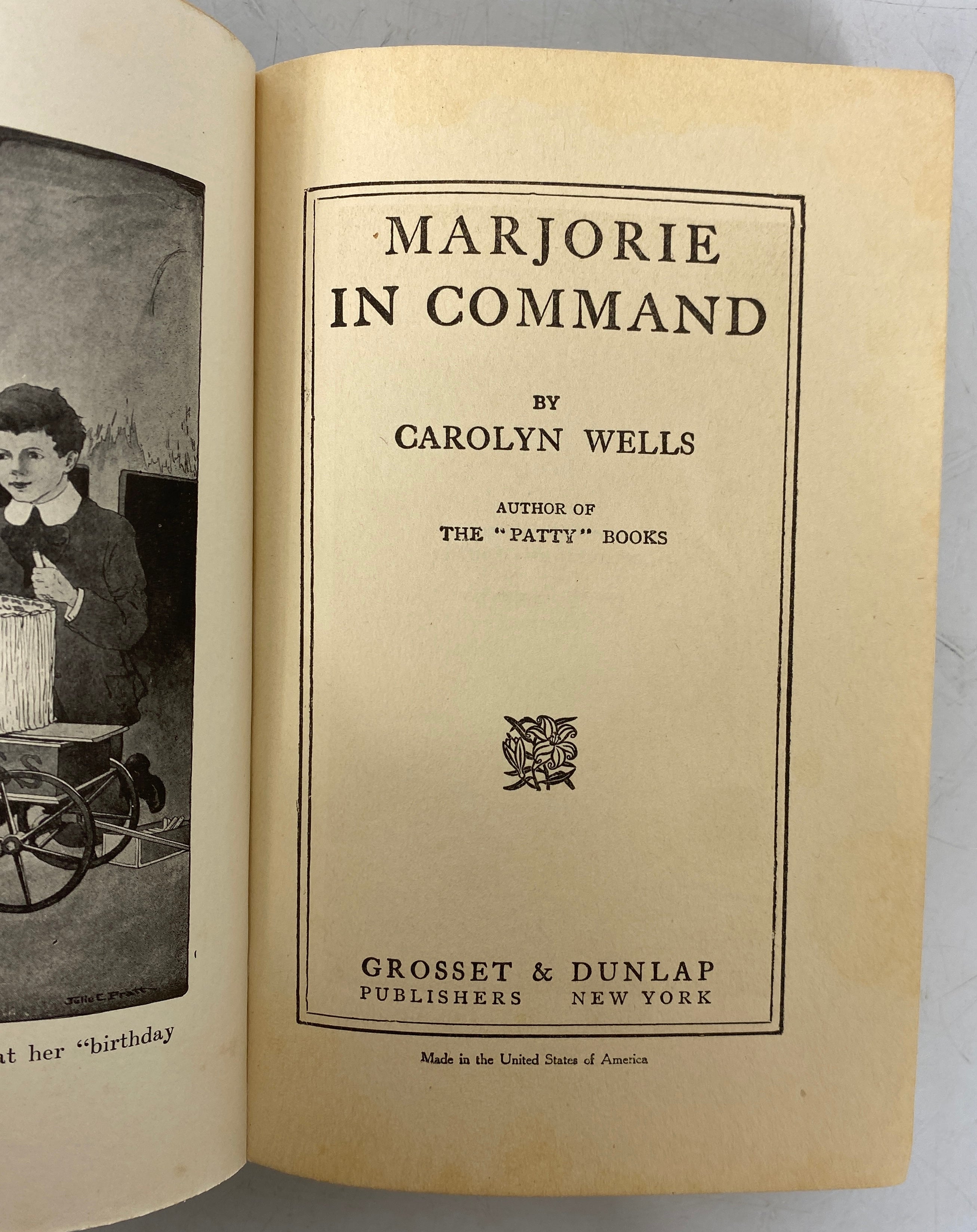 2 Vols: Marjorie in Command/Marjorie at Seacote Carolyn Wells 1910-1912 HC