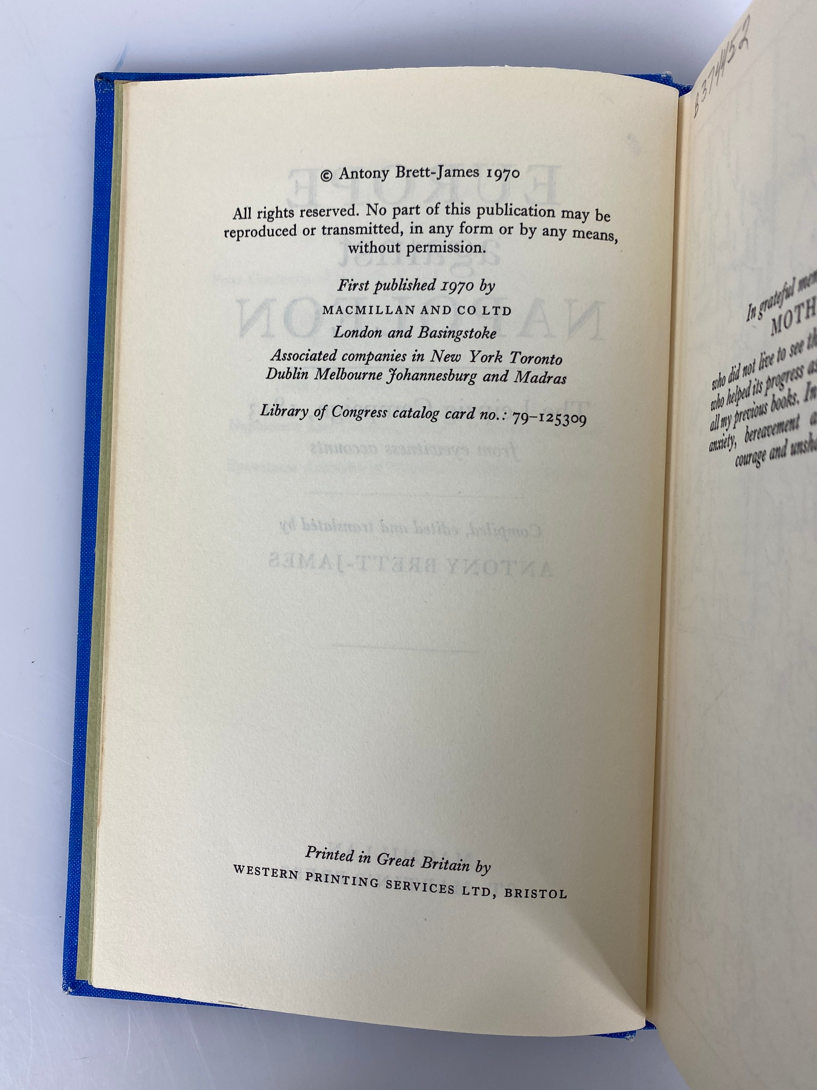 2 Vols: Napoleon at Bay 1814/Europe Against Napoleon (1914-1970) Ex-Library HC