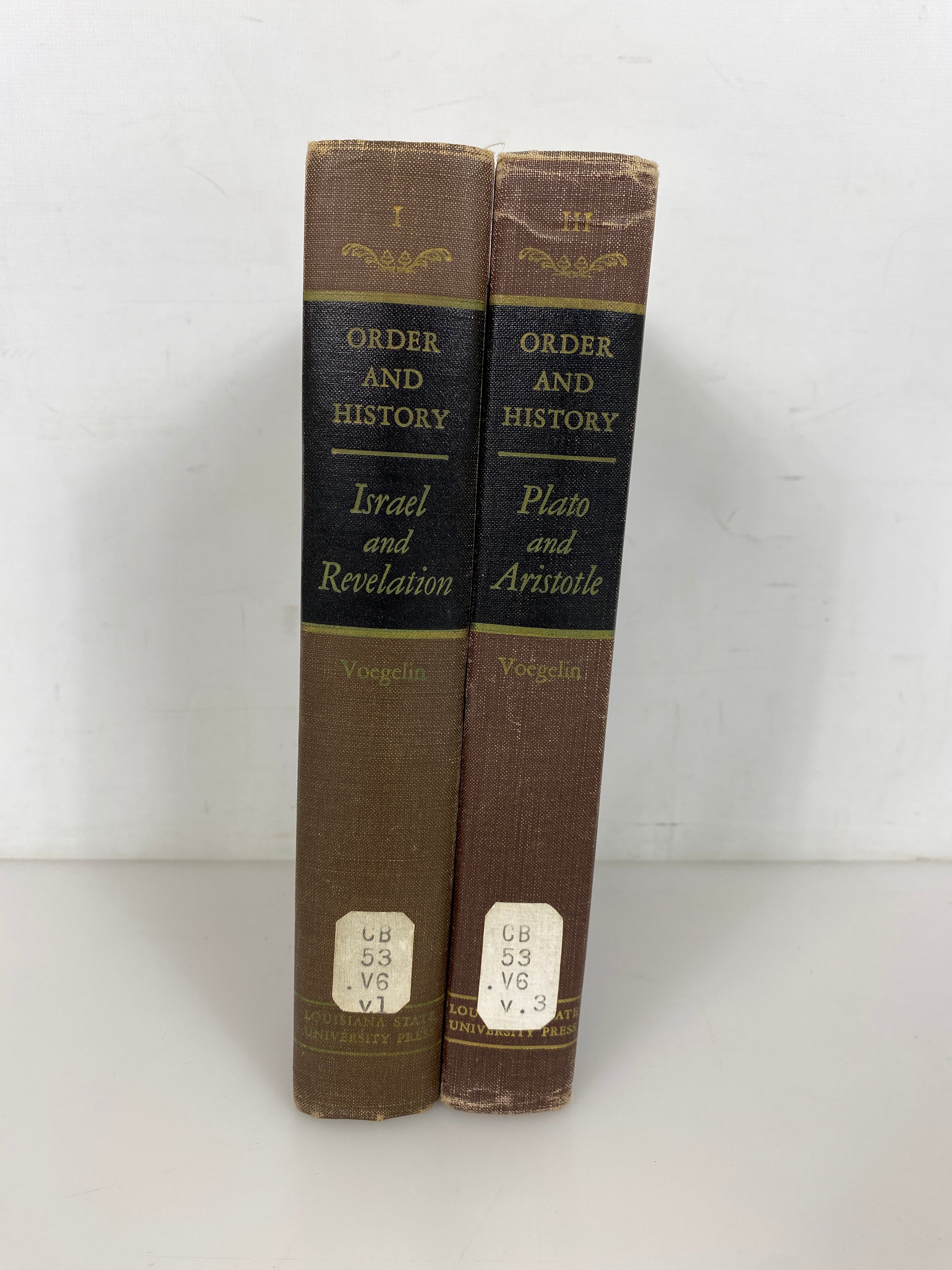 2 Vols: Order & History by Voegelin (I & III) 1956-57 Ex-Library HC