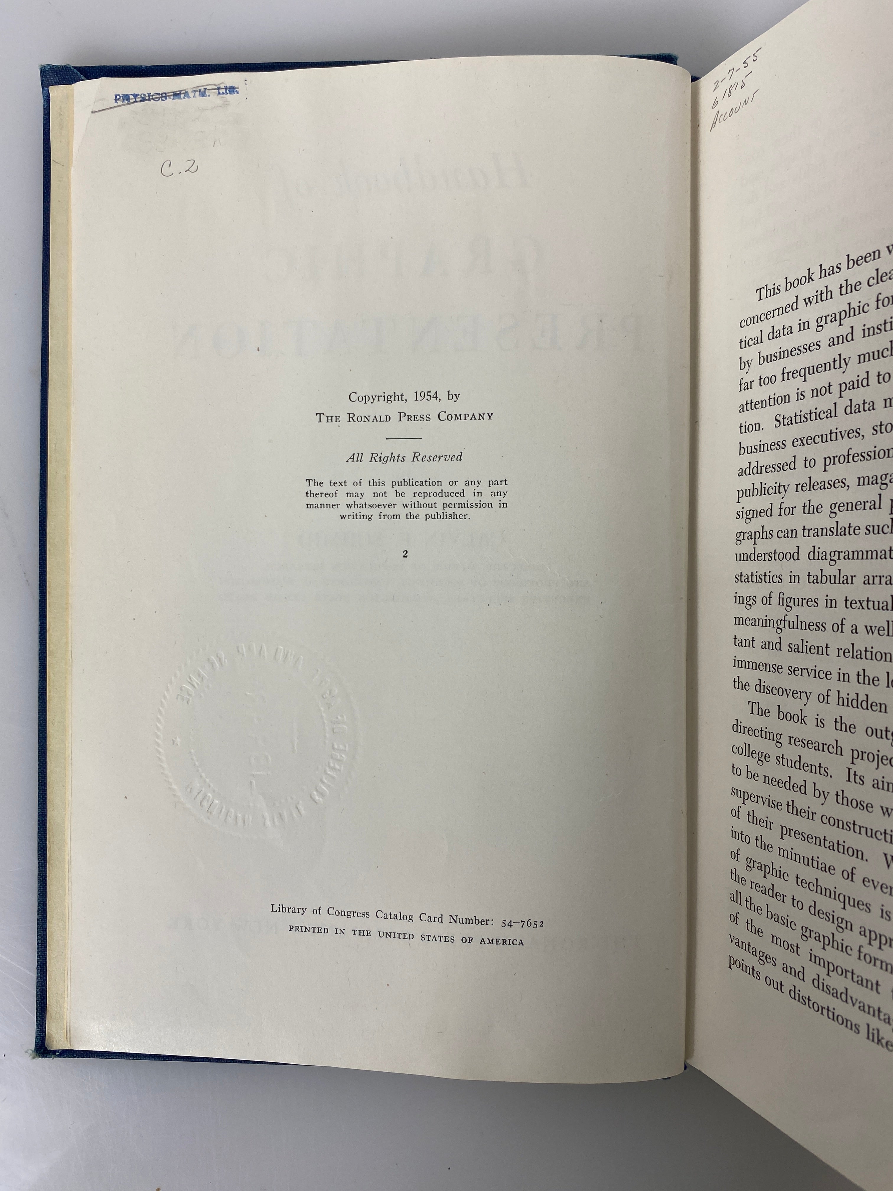2 Vols: Pictographs & Graphs/Handbook of Graphic Presentation Ex-Library HC