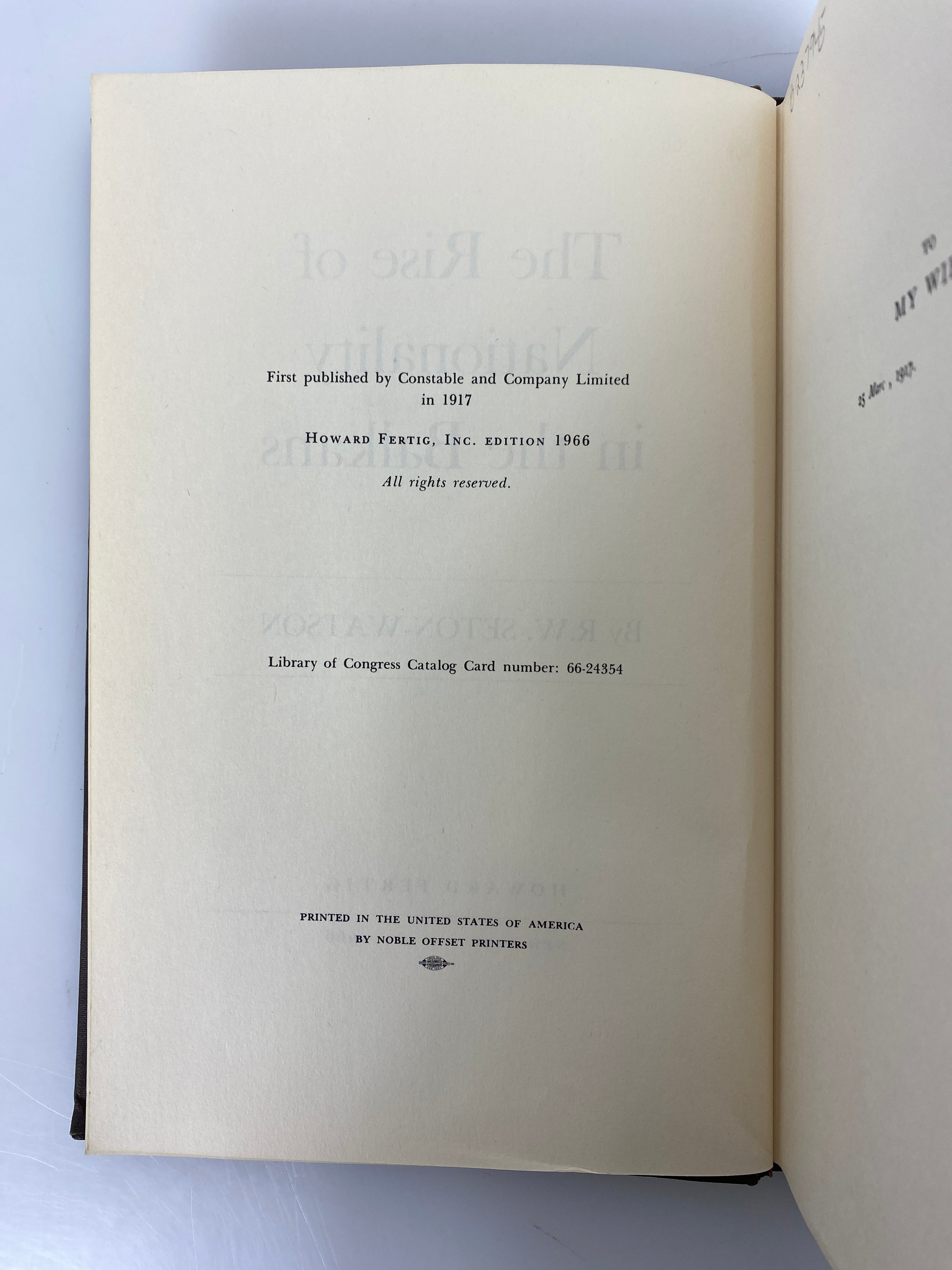 2 Vols: Rise of Nationality in the Balkans/Balkan Civilization 1966-67 Ex-Lib