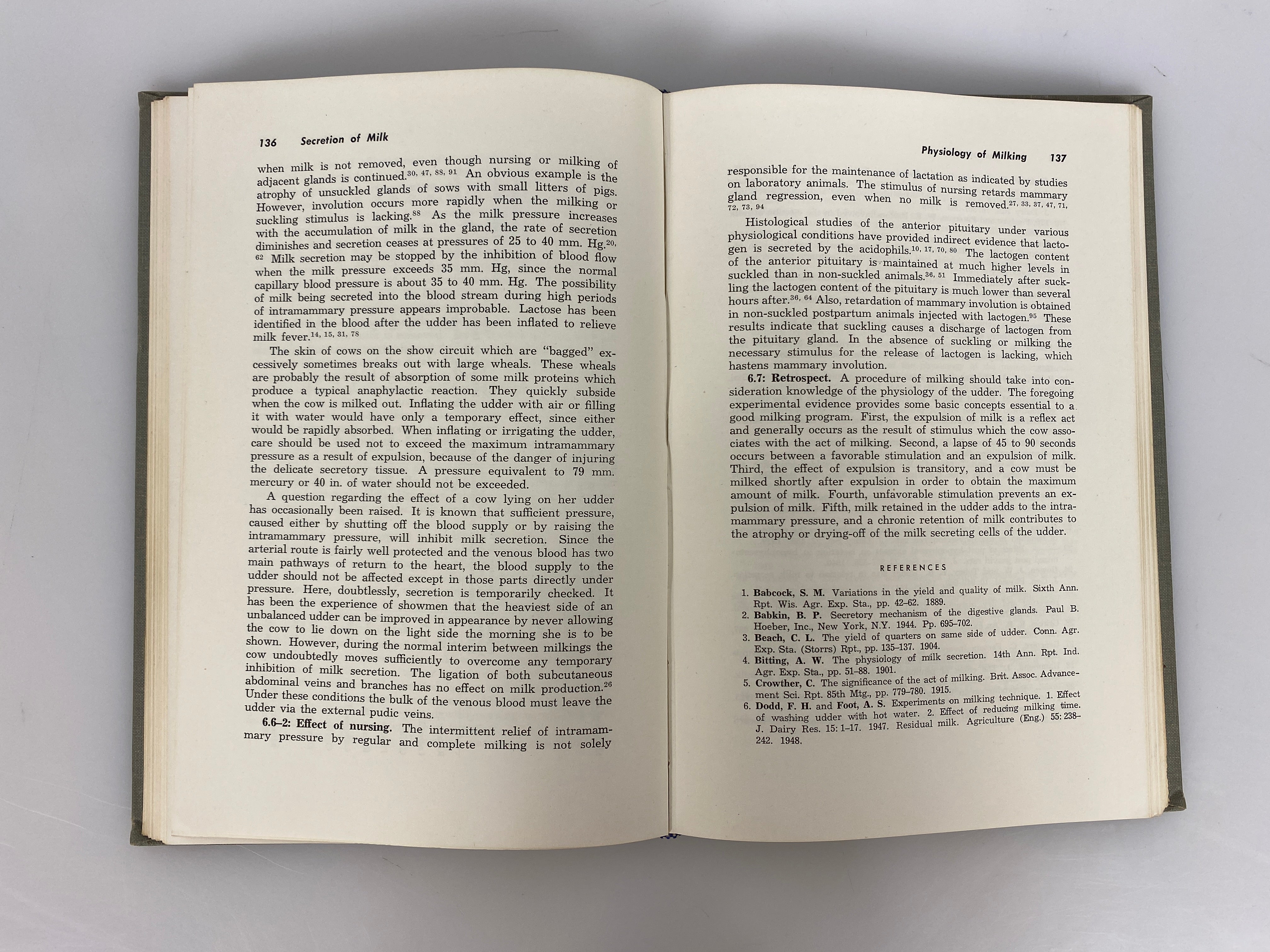2 Vols: Secretion of Milk/The Physiology & Biochemistry of Lactation 1952-56
