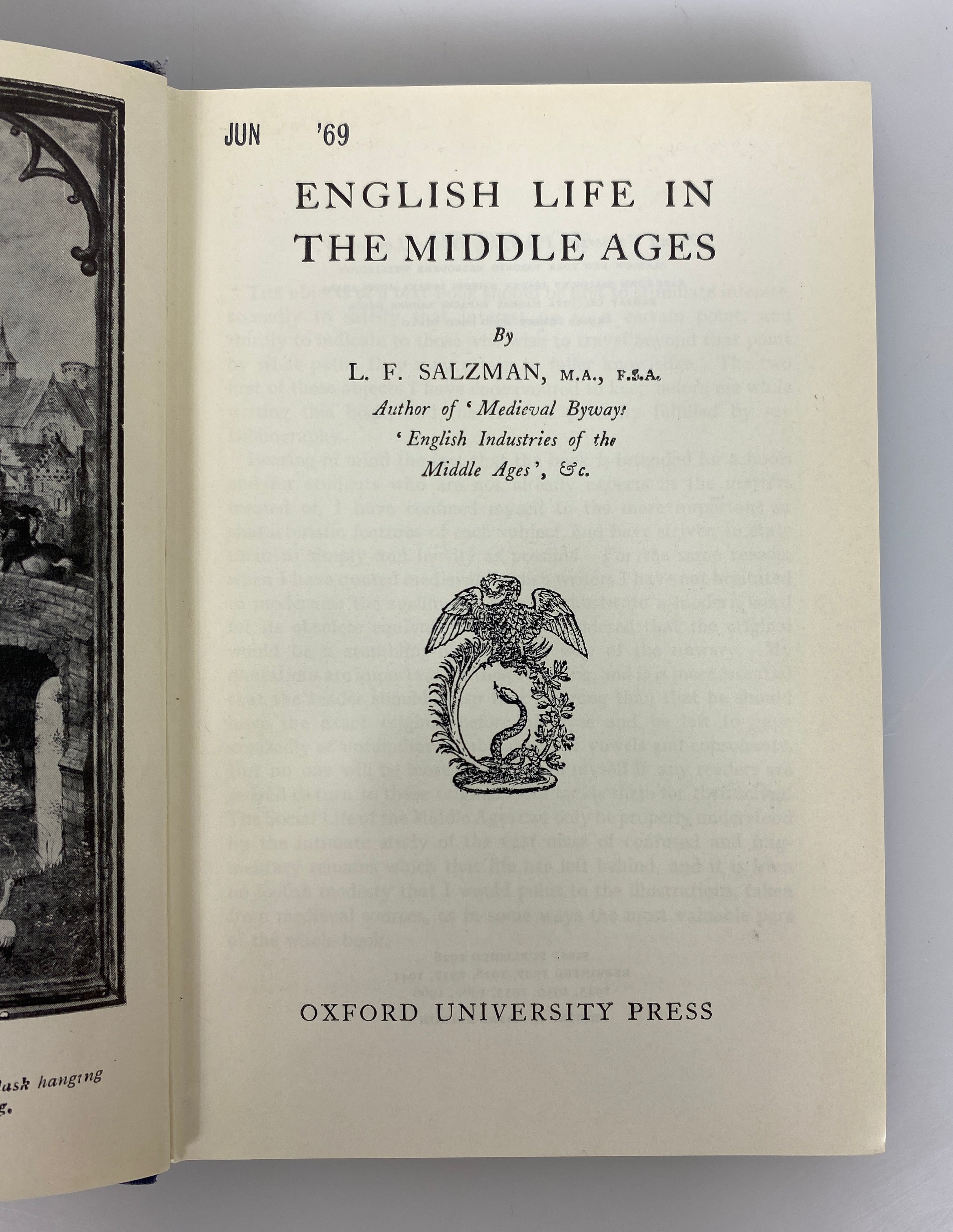 2 Vols Street Life in Medieval England/English Life in the Middle Ages Ex-Libris
