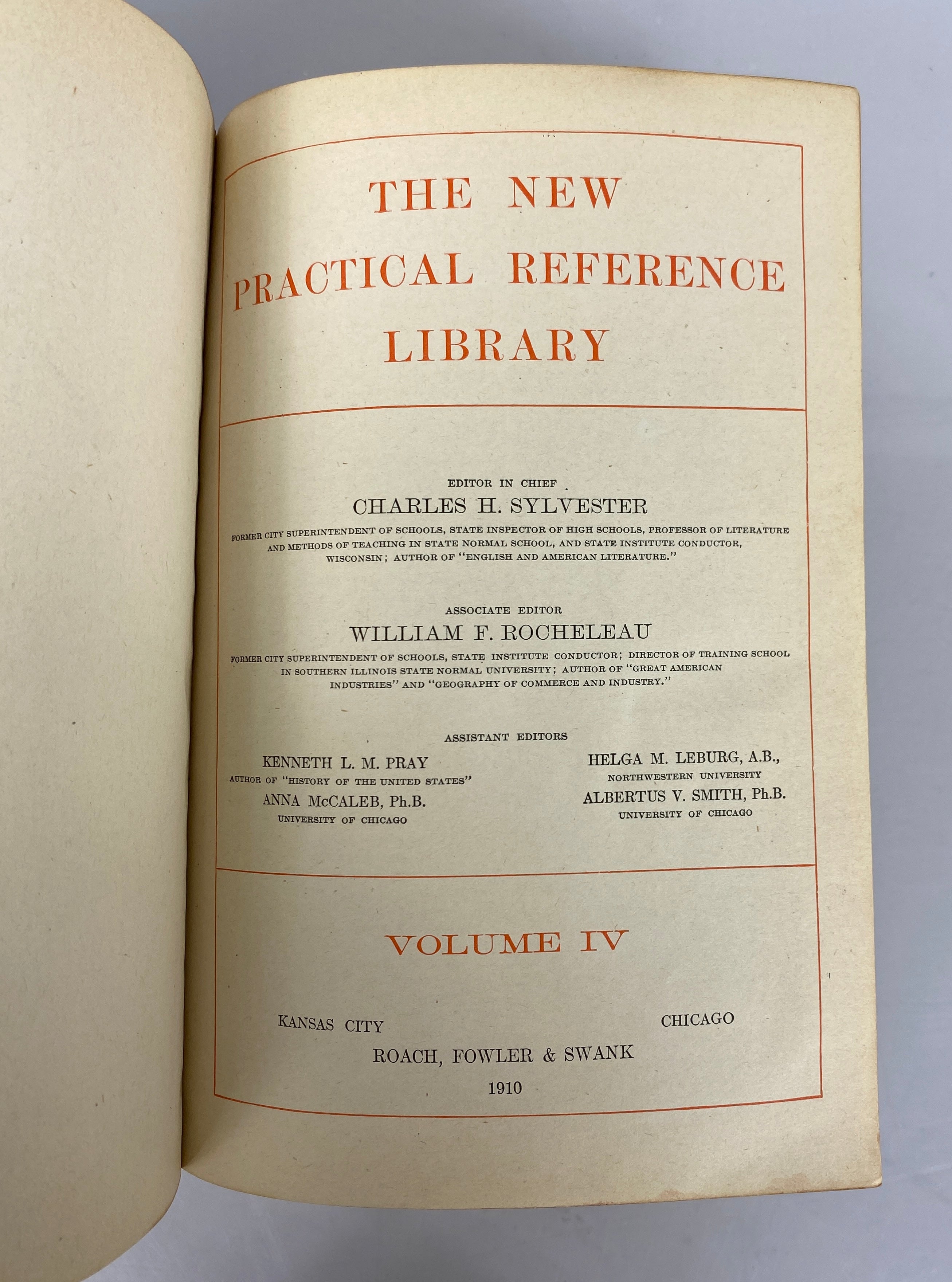 2 Vols: The New Practical Reference Library (III & IV) 1910 Antique HC