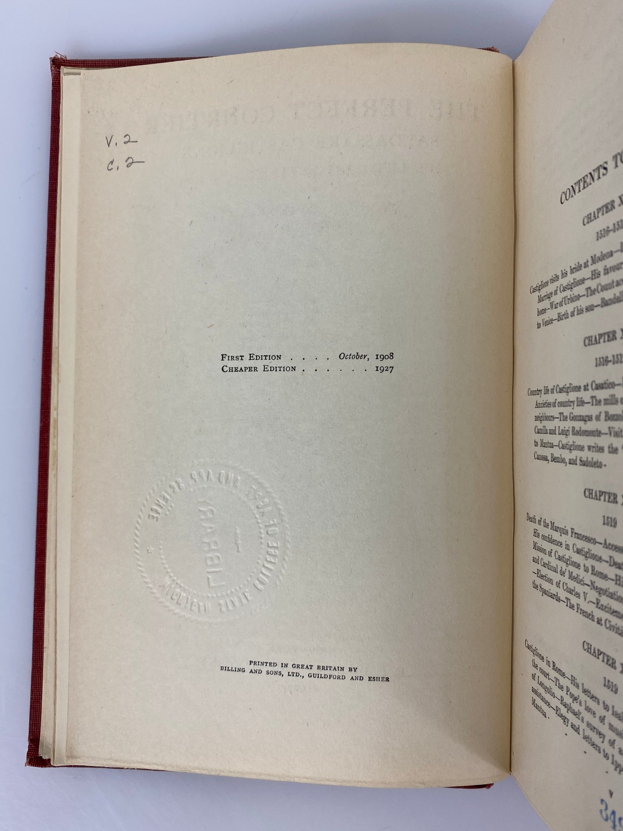 2 Vols: The Perfect Courtier by Julia Cartwright 1927 Ex-Library HC