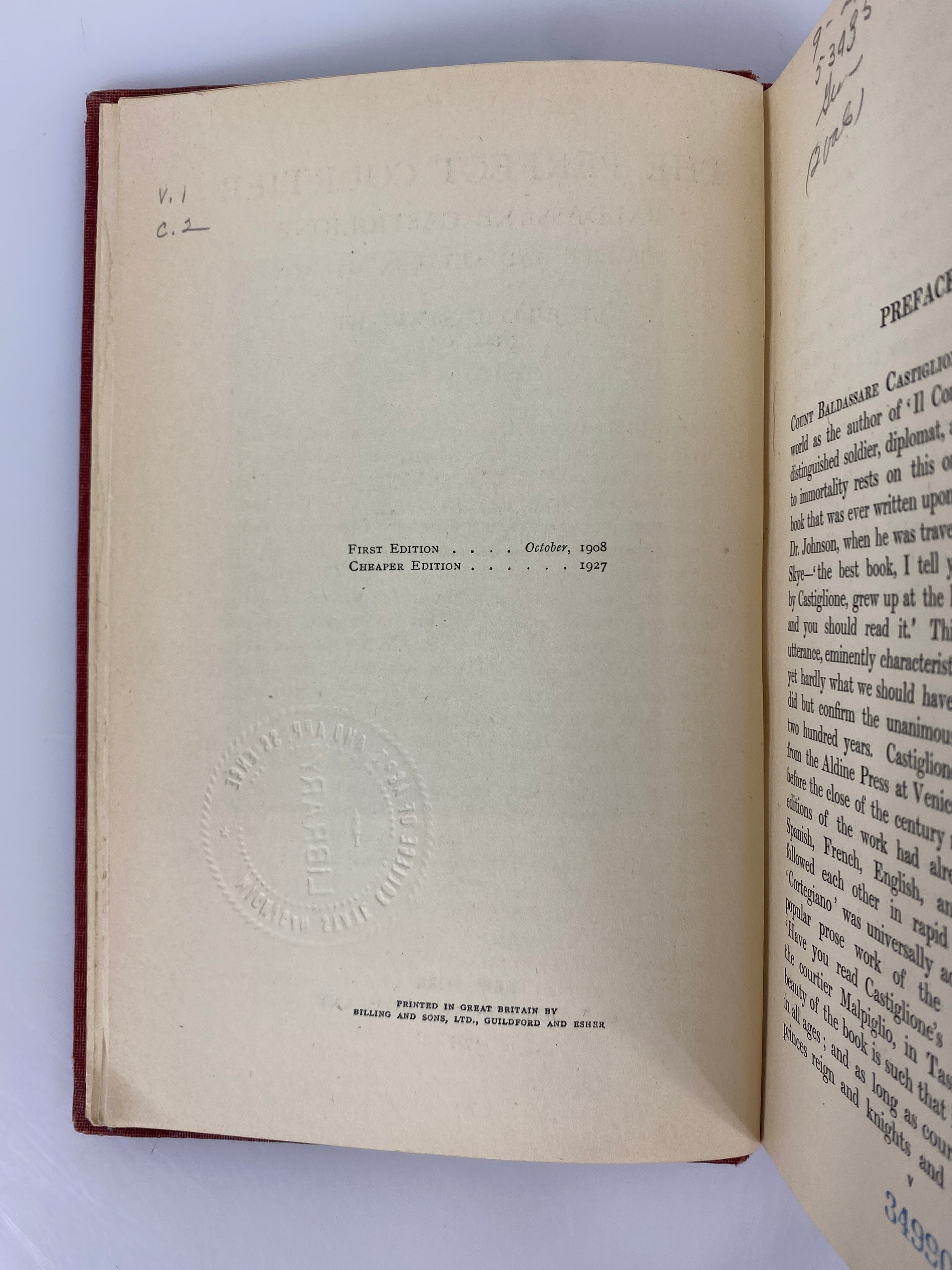 2 Vols: The Perfect Courtier by Julia Cartwright 1927 Ex-Library HC