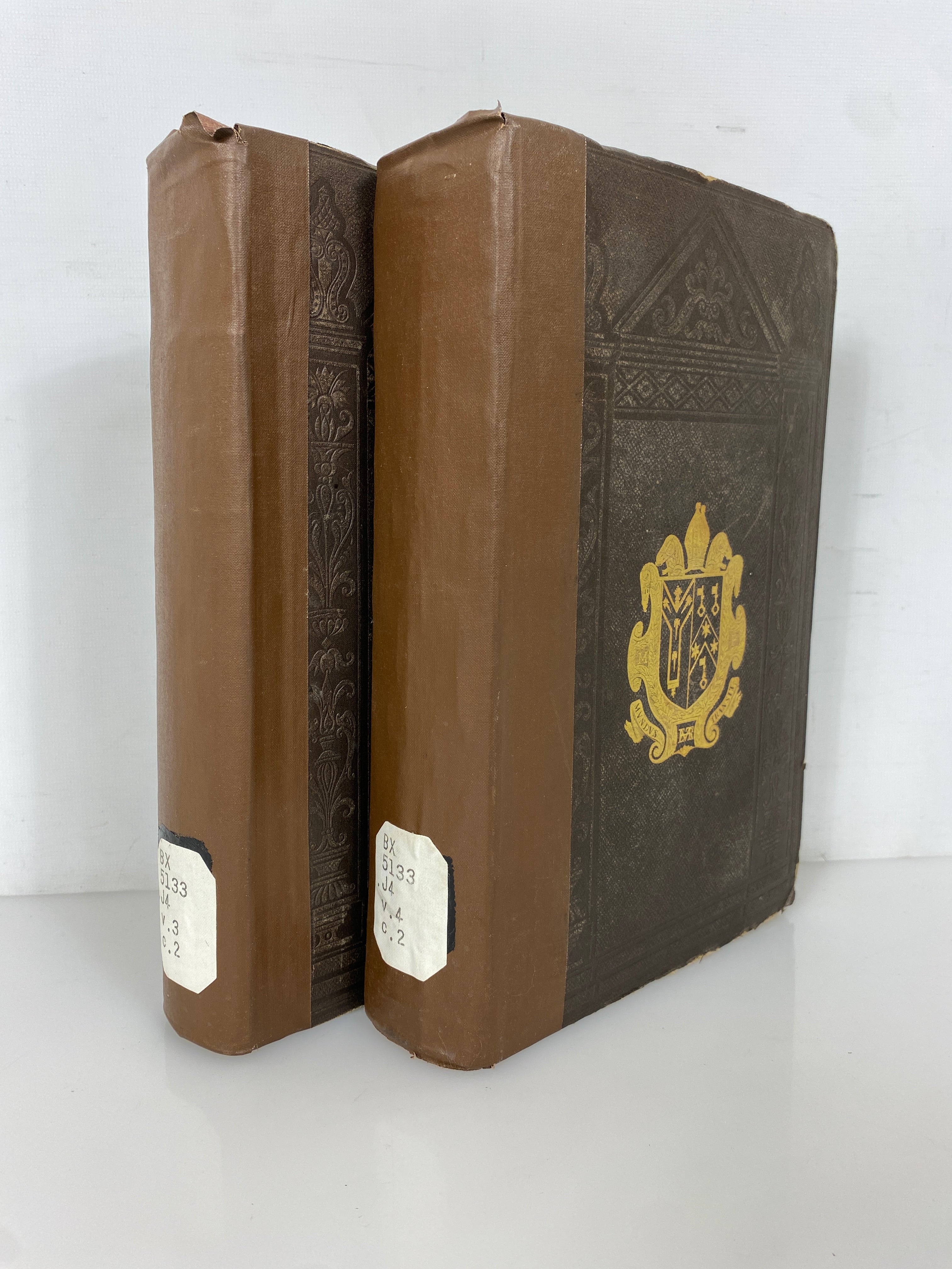 2 Vols The Works of John Jewel 3rd & 4th Portions 1848-50 Ex-Library Leather HC