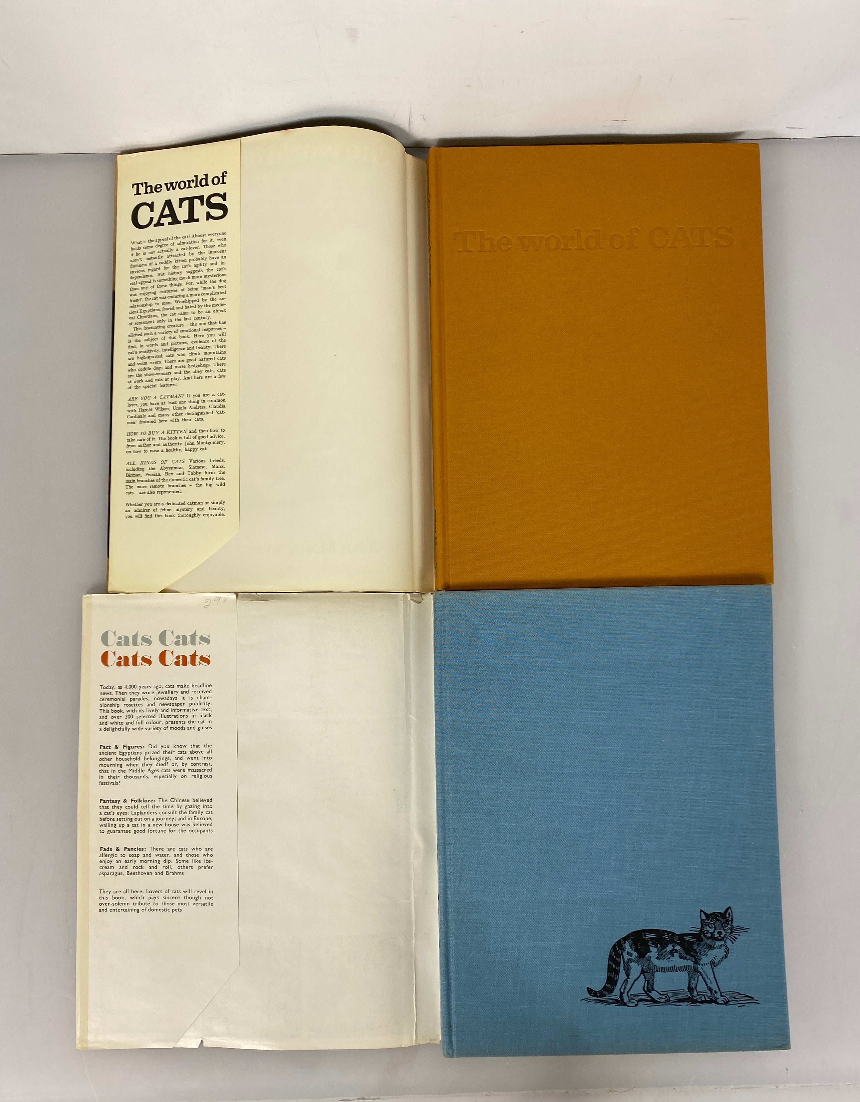 2 Vols: The World of Cats (1968)/Cats Cats Cats Cats (1968) Vintage HC DJ