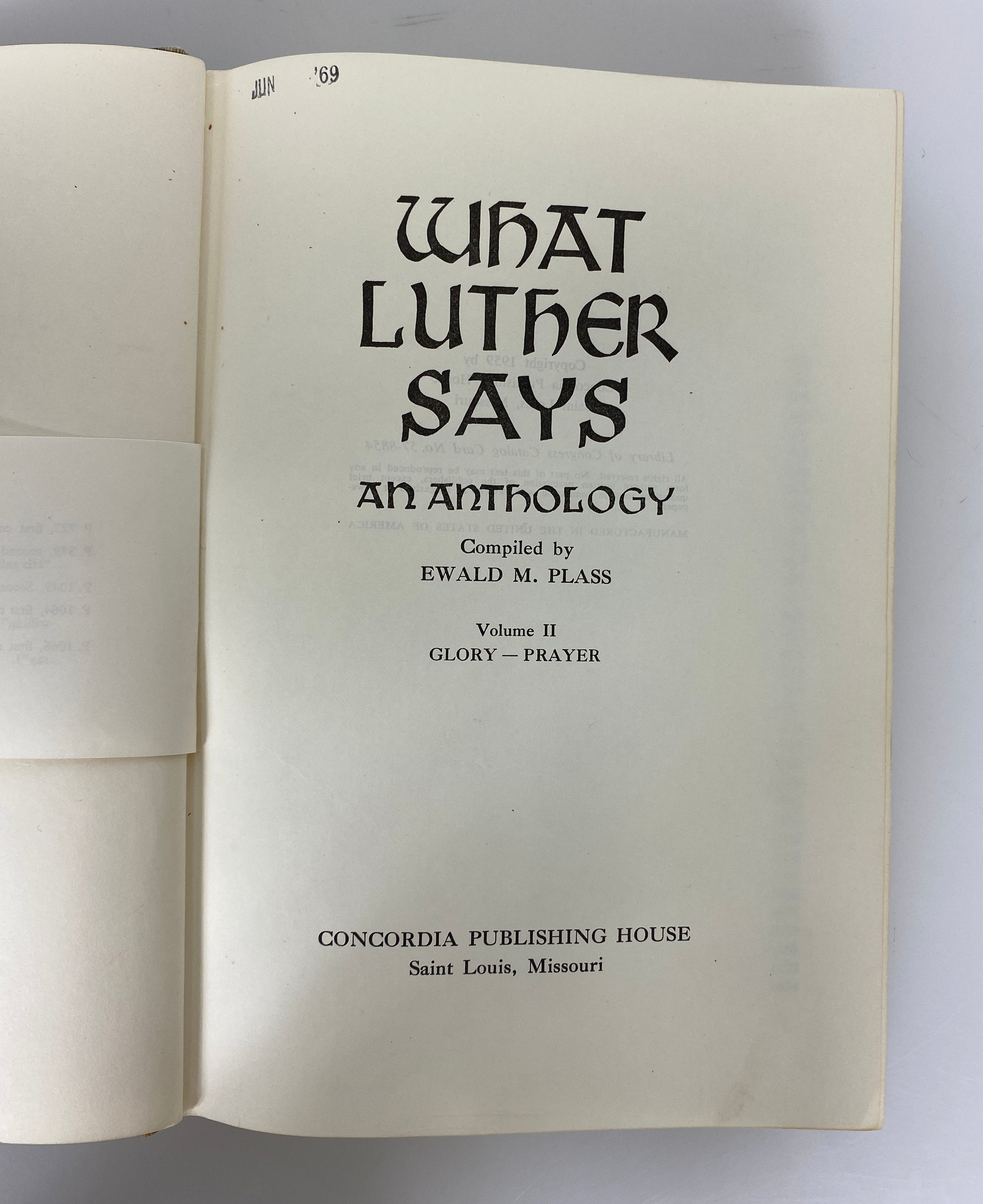 2 Vols: What Luther Says an Anthology II & III 1959 Concordia Ex-Library HC