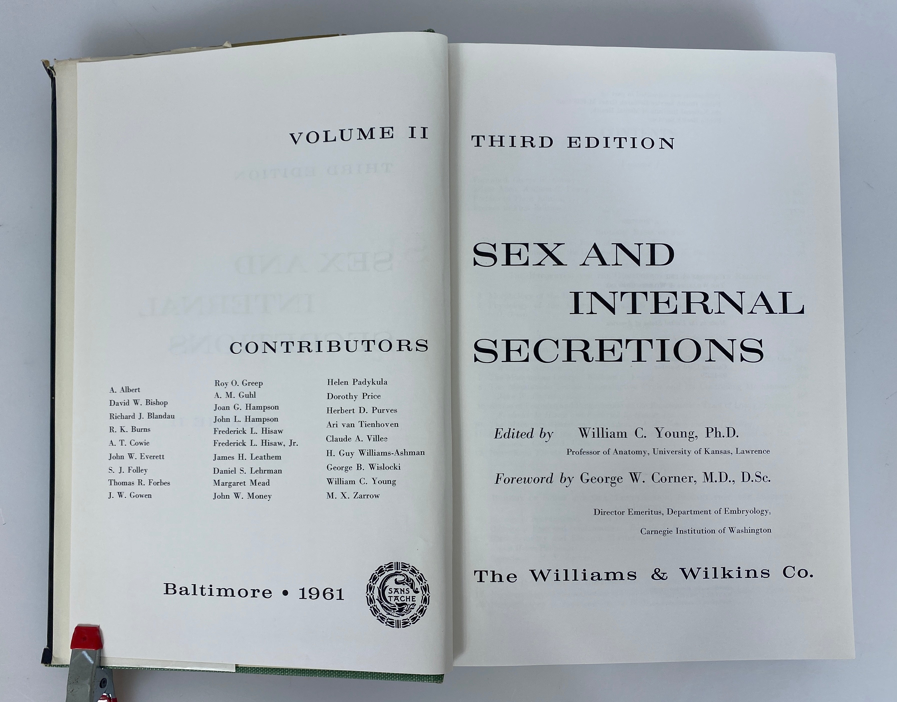 2 Volume Set: Sex & Internal Secretions by William Young 3rd Edition HC DJ