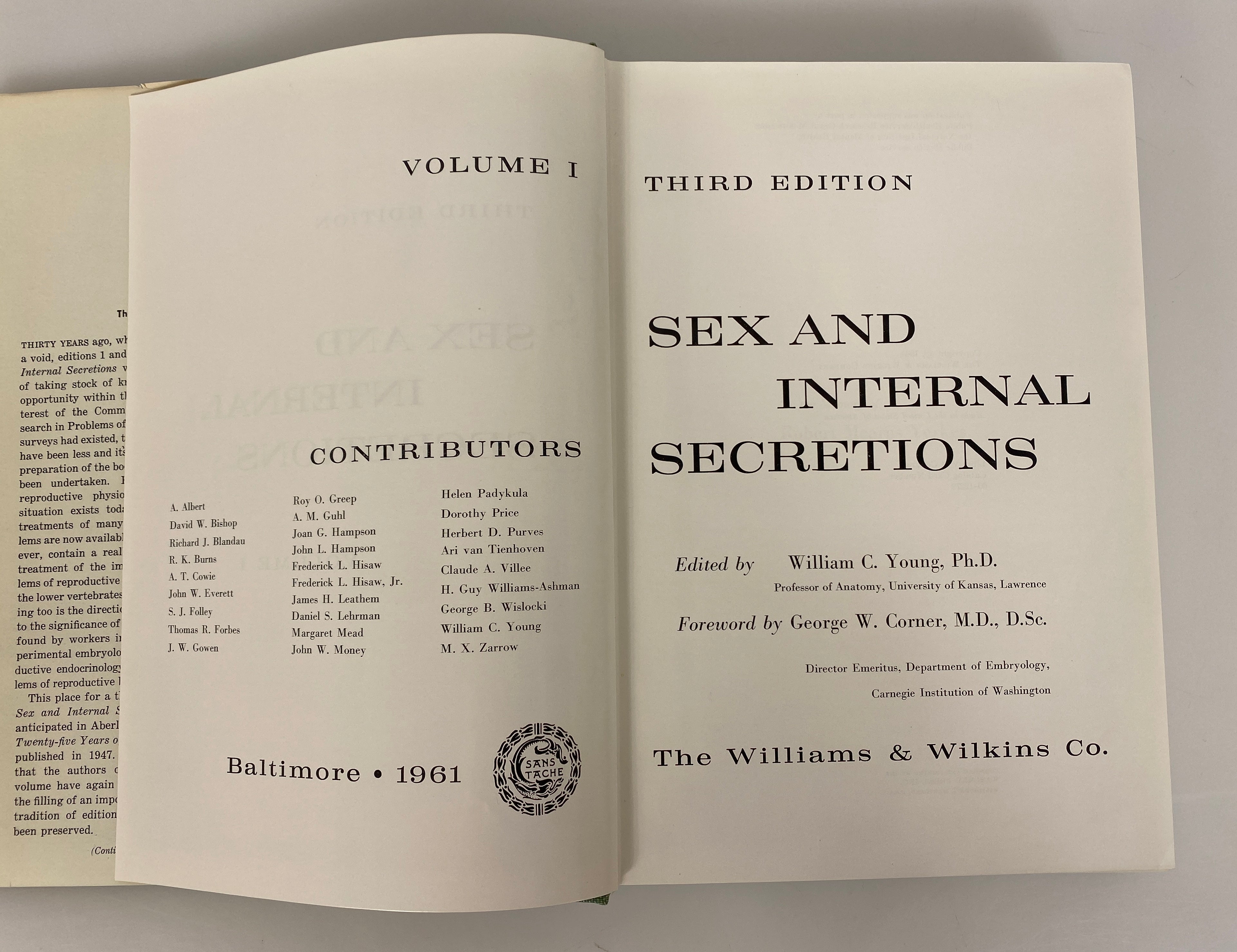 2 Volume Set: Sex & Internal Secretions by William Young 3rd Edition HC DJ
