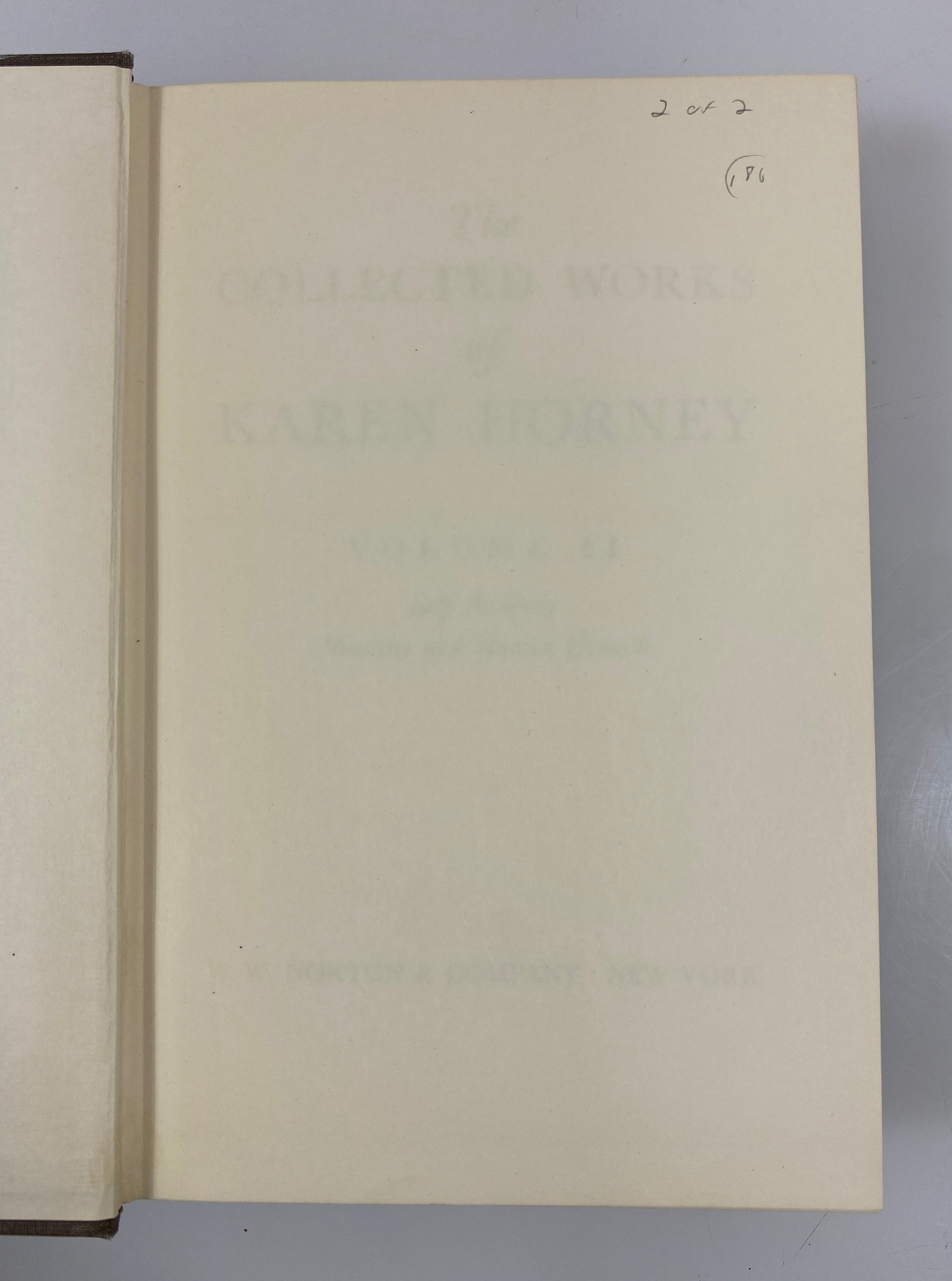 2 Volume Set: The Collected Works of Karen Horney 1964 HC Slipcase