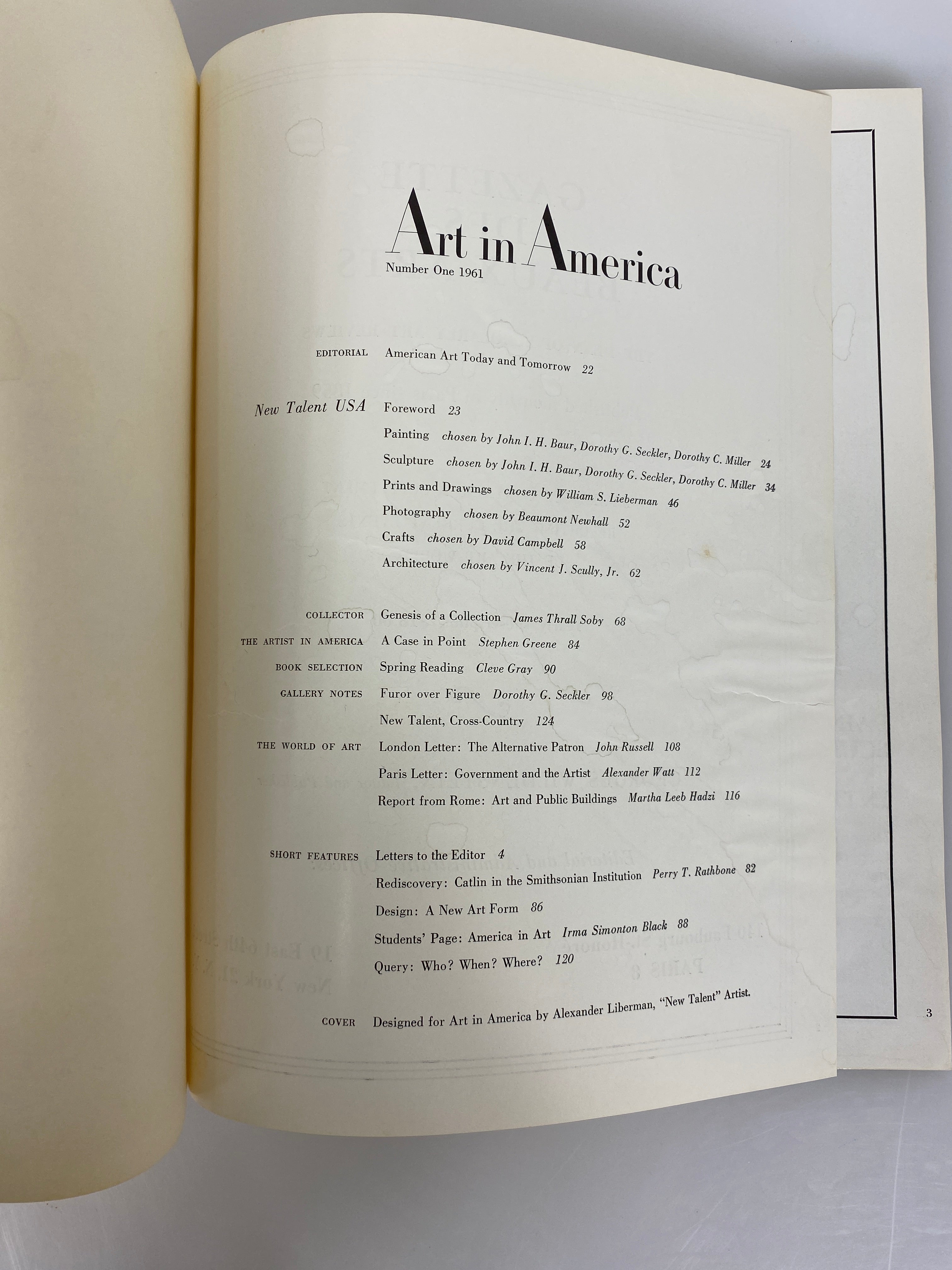 2 Volumes: Art in America Number One 1959/1961 Vintage HC