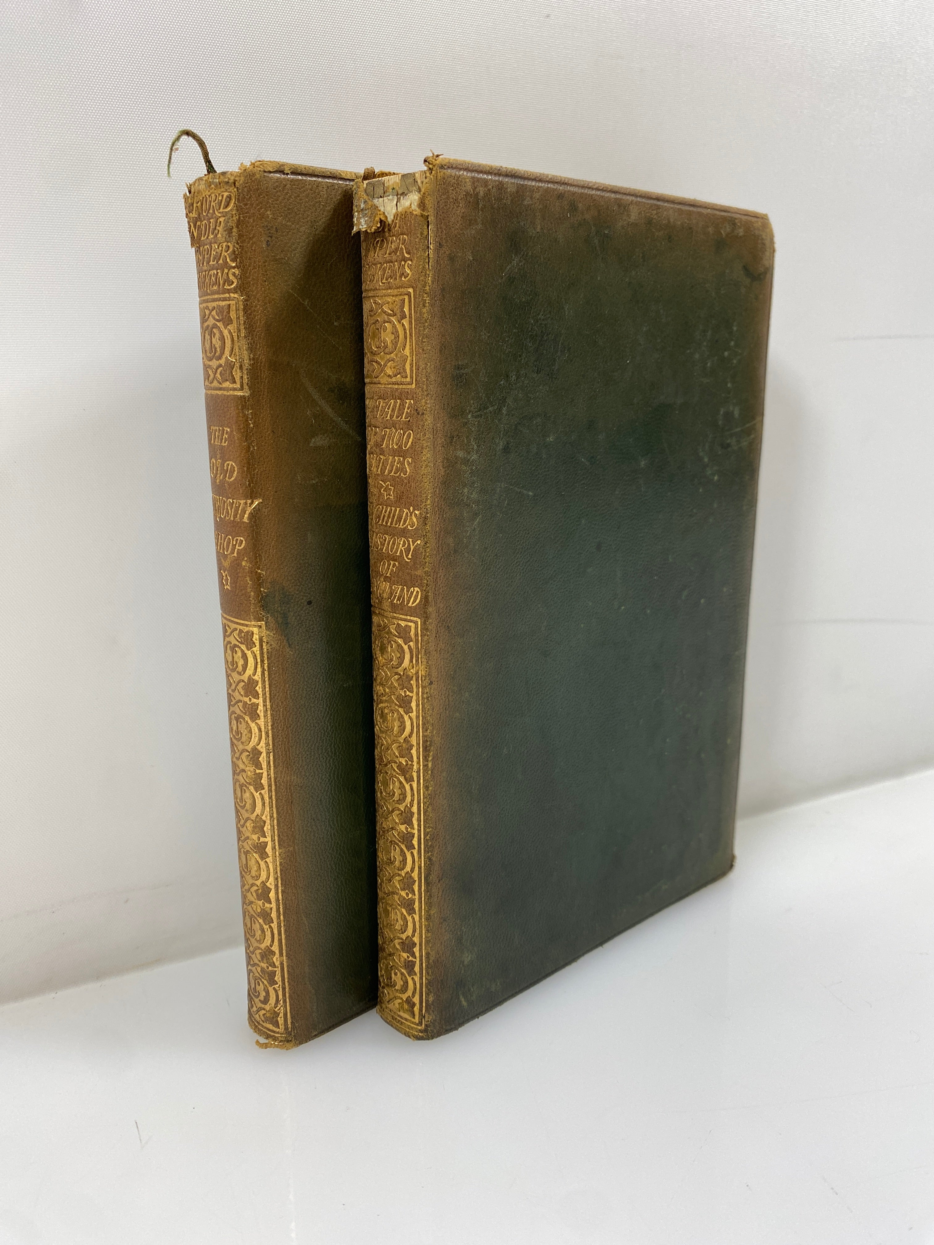 2 Volumes Oxford India Papers Charles Dickens Antique Leather Bound