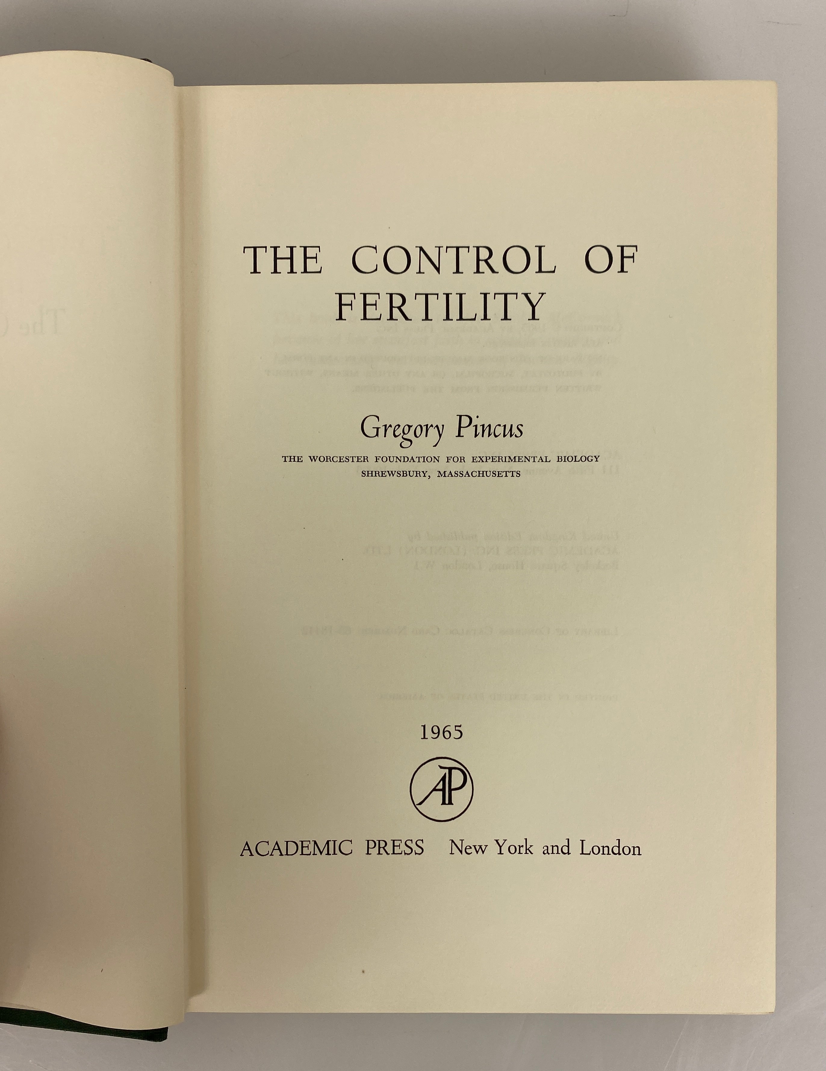 2 Volumes: Reproductive Physiology/The Control of Fertility Vintage HC DJ