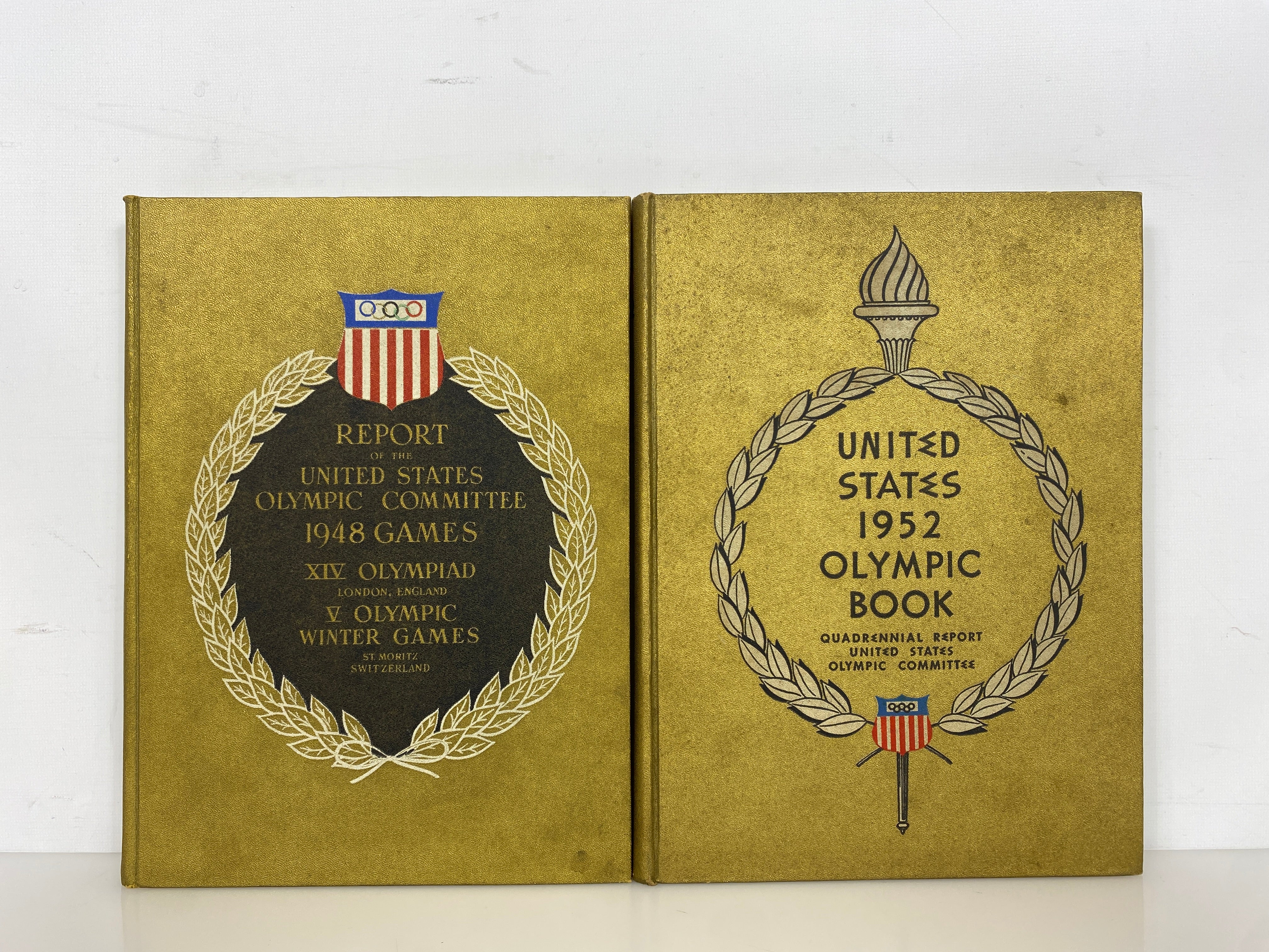 2 Volumes: US Olympic Committee 1948 Games/US 1952 Olympic Book Vintage HC
