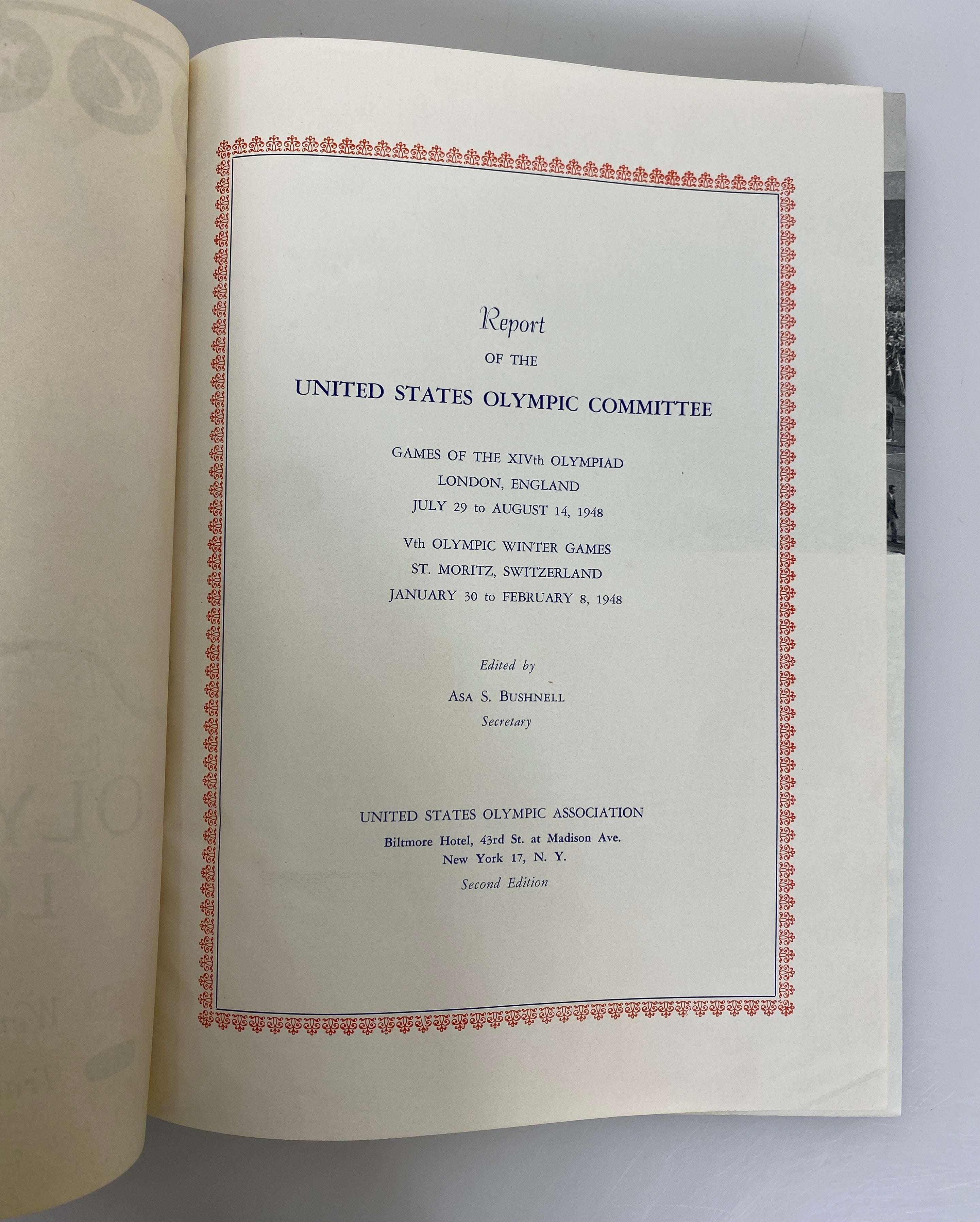 2 Volumes: US Olympic Committee 1948 Games/US 1952 Olympic Book Vintage HC