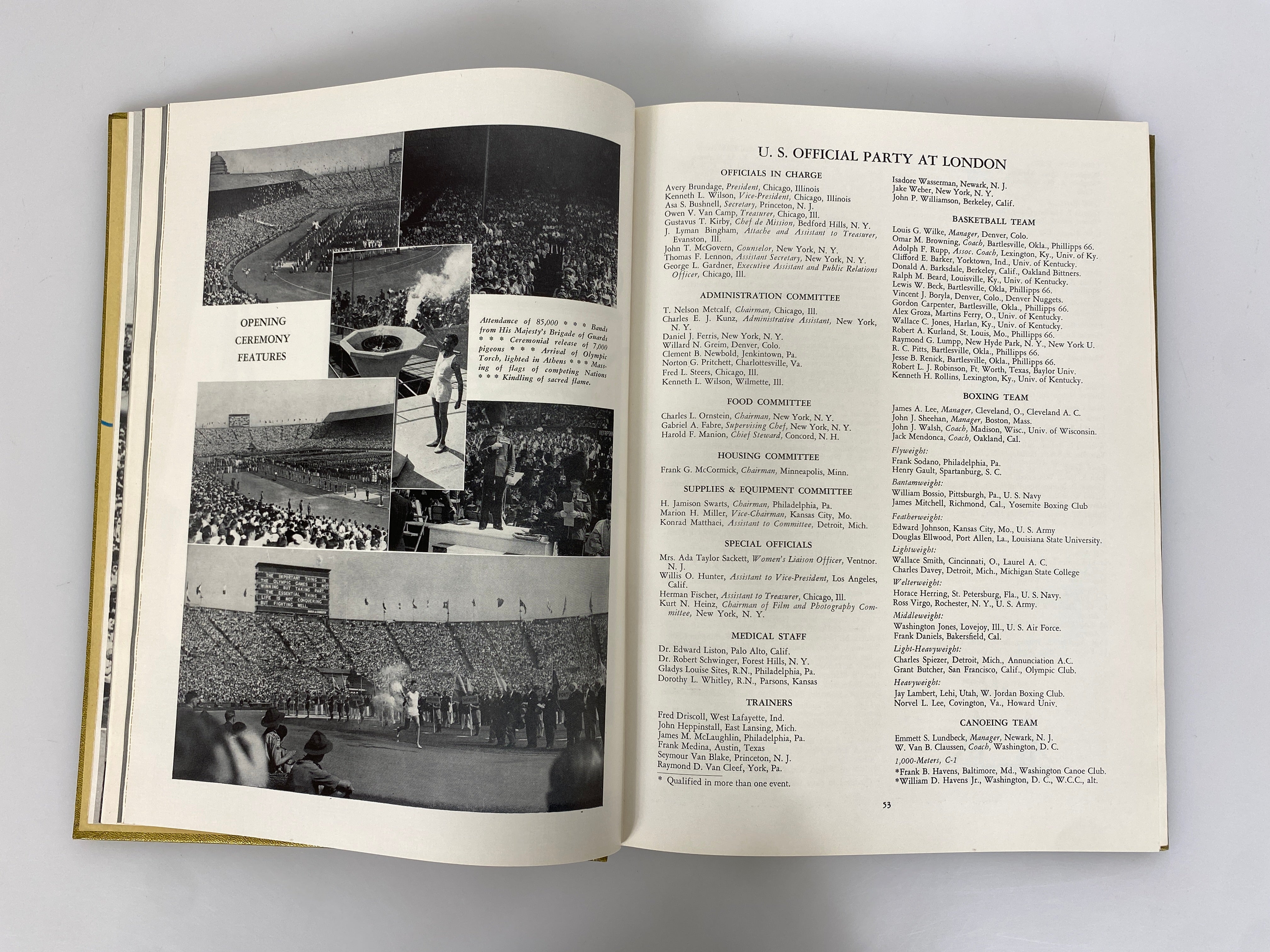 2 Volumes: US Olympic Committee 1948 Games/US 1952 Olympic Book Vintage HC