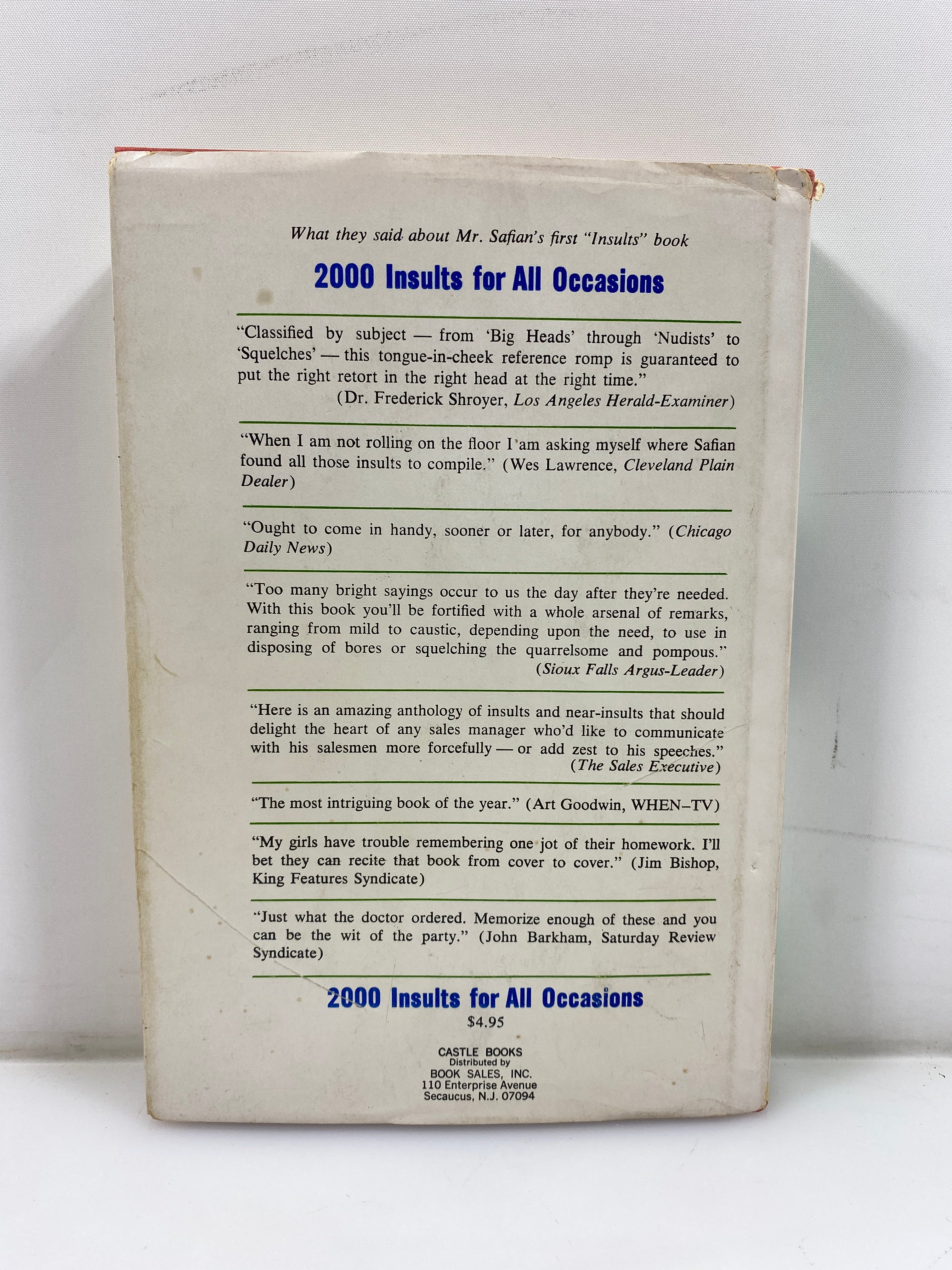 2000 More Insults Louis Safian Castle Books 1967 HCDJ