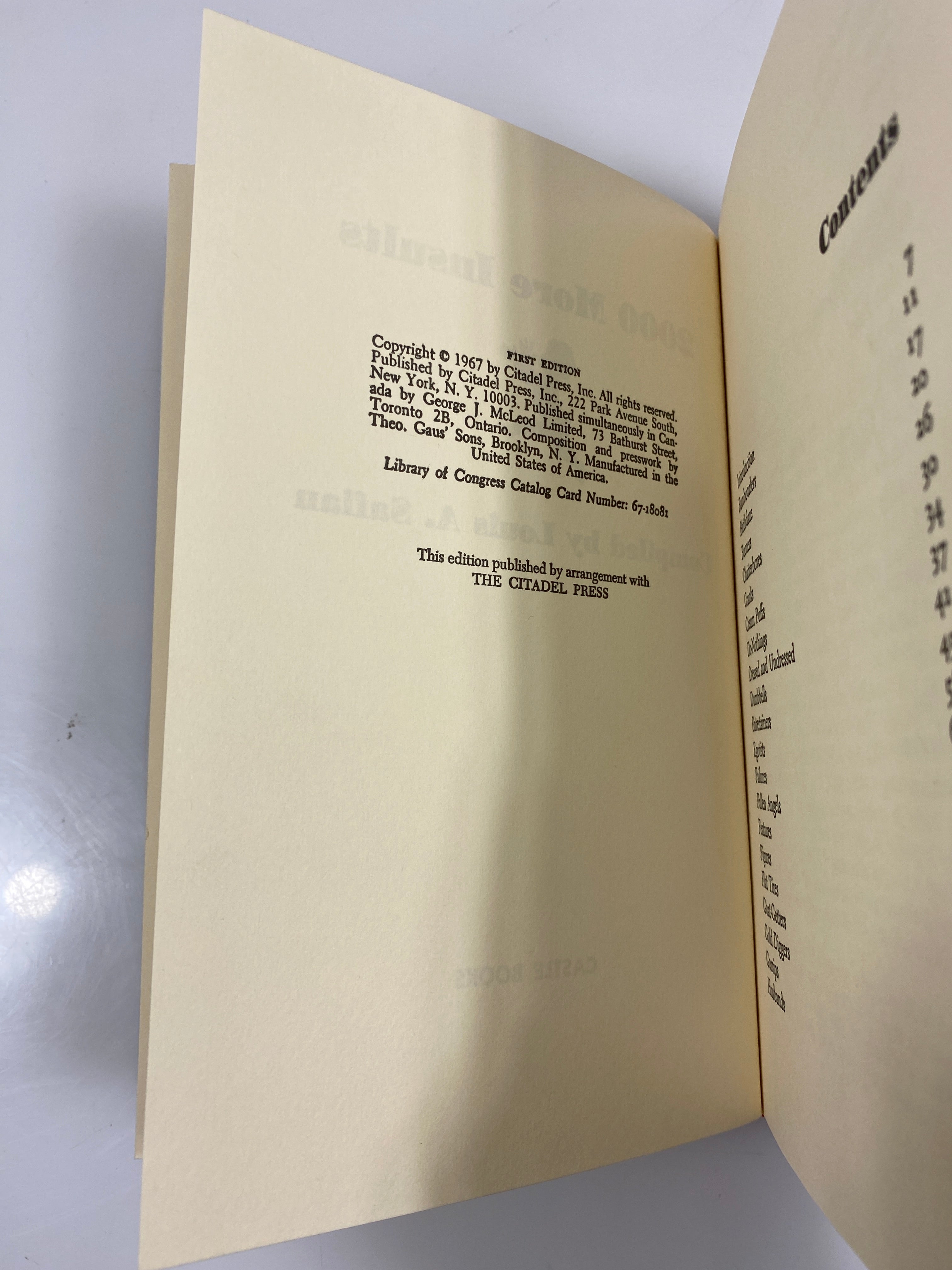 2000 More Insults Louis Safian Castle Books 1967 HCDJ