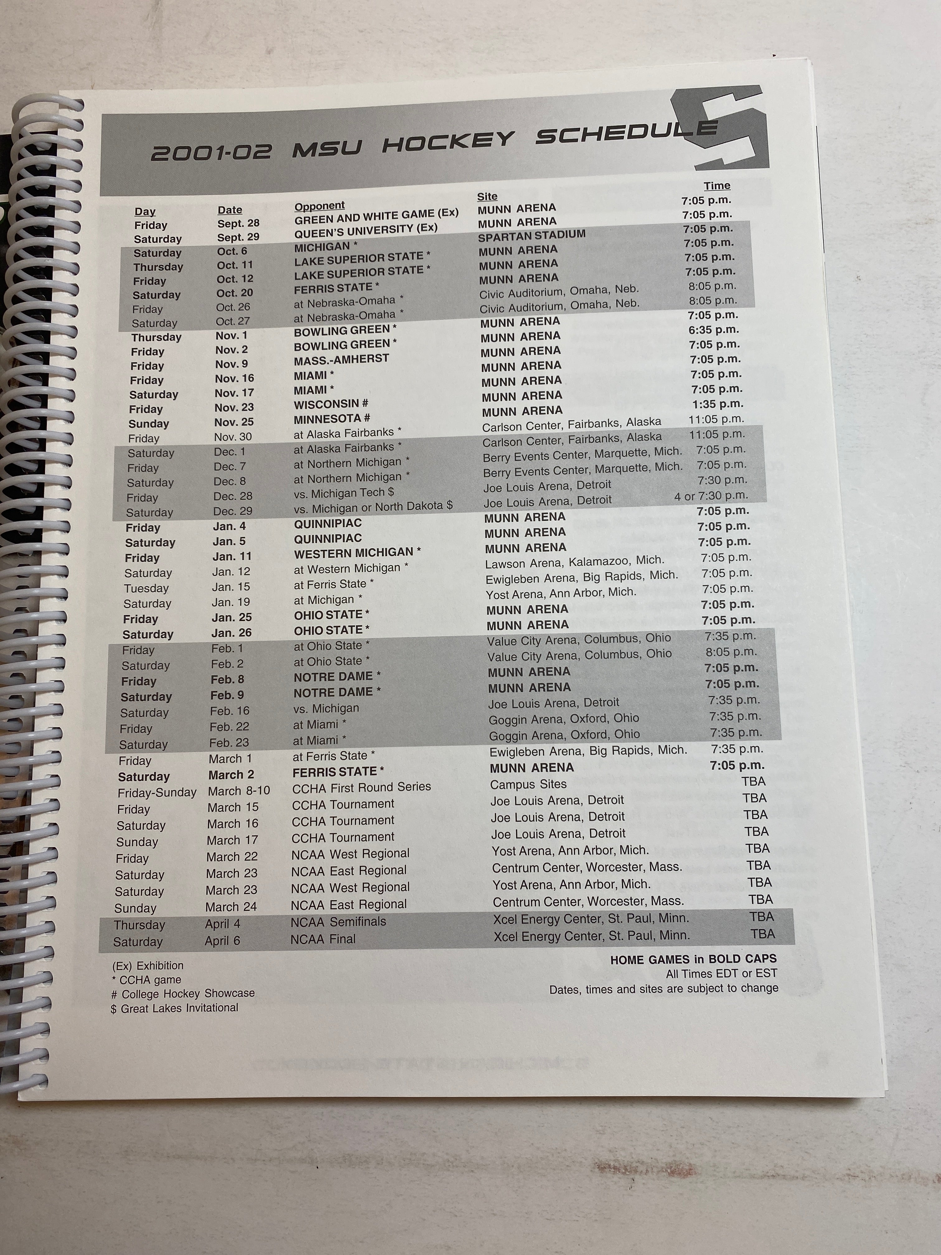 2001-2002 MSU Michigan State Hockey Media Guide