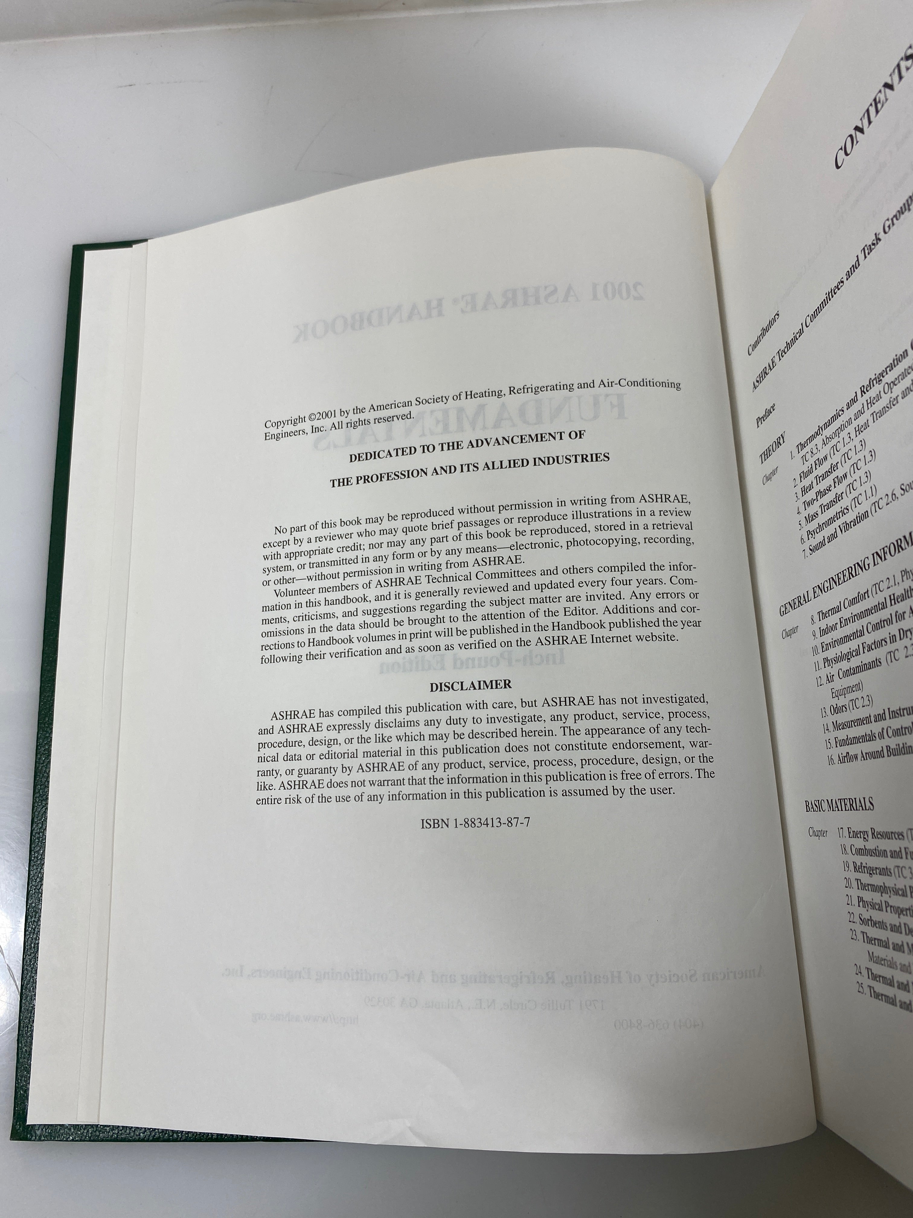 2001 Ashrae Handbook Fundamentals IP. Edition HC