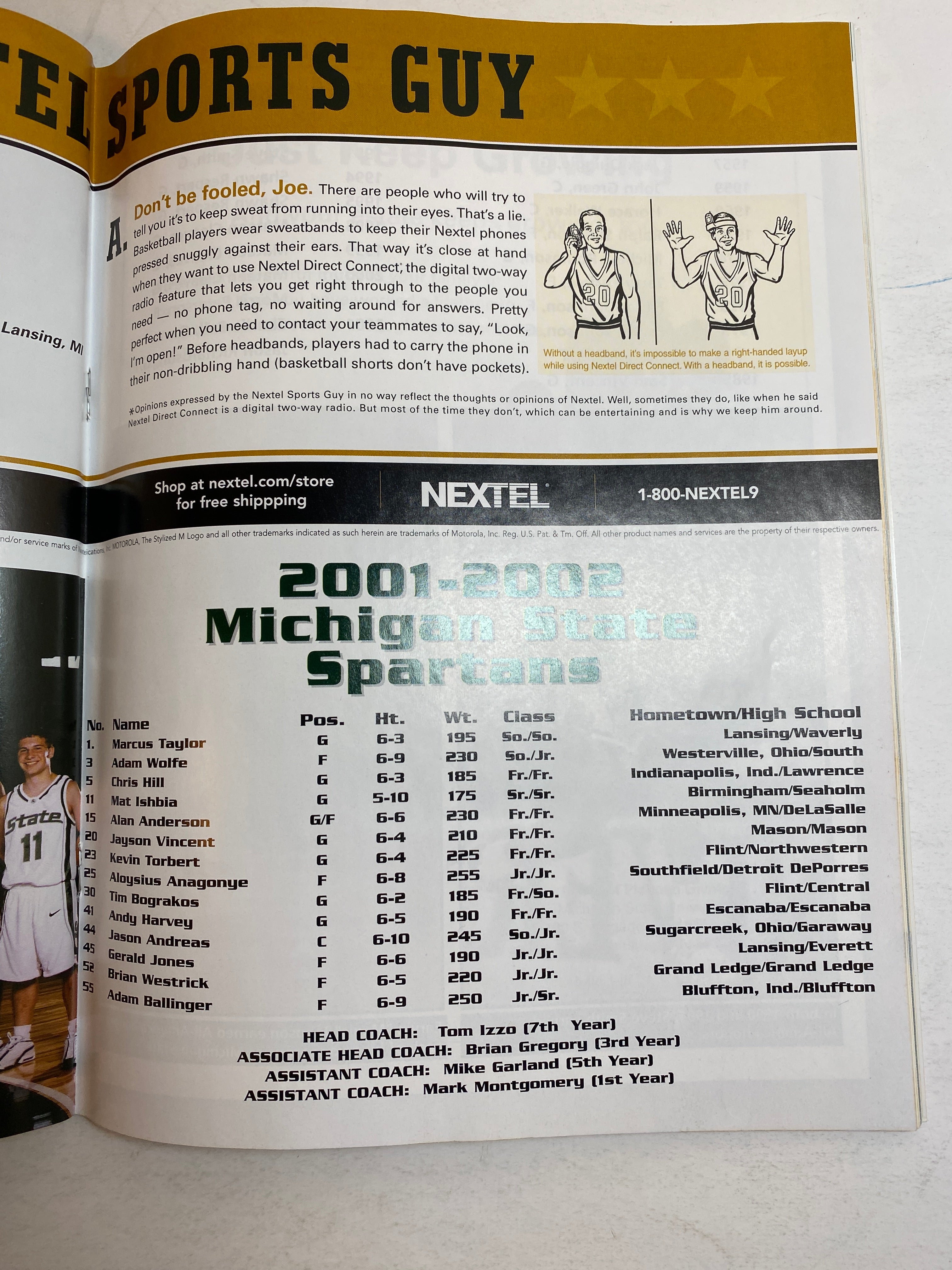 2001 Michigan State Coca-Cola Classic Program Izzo