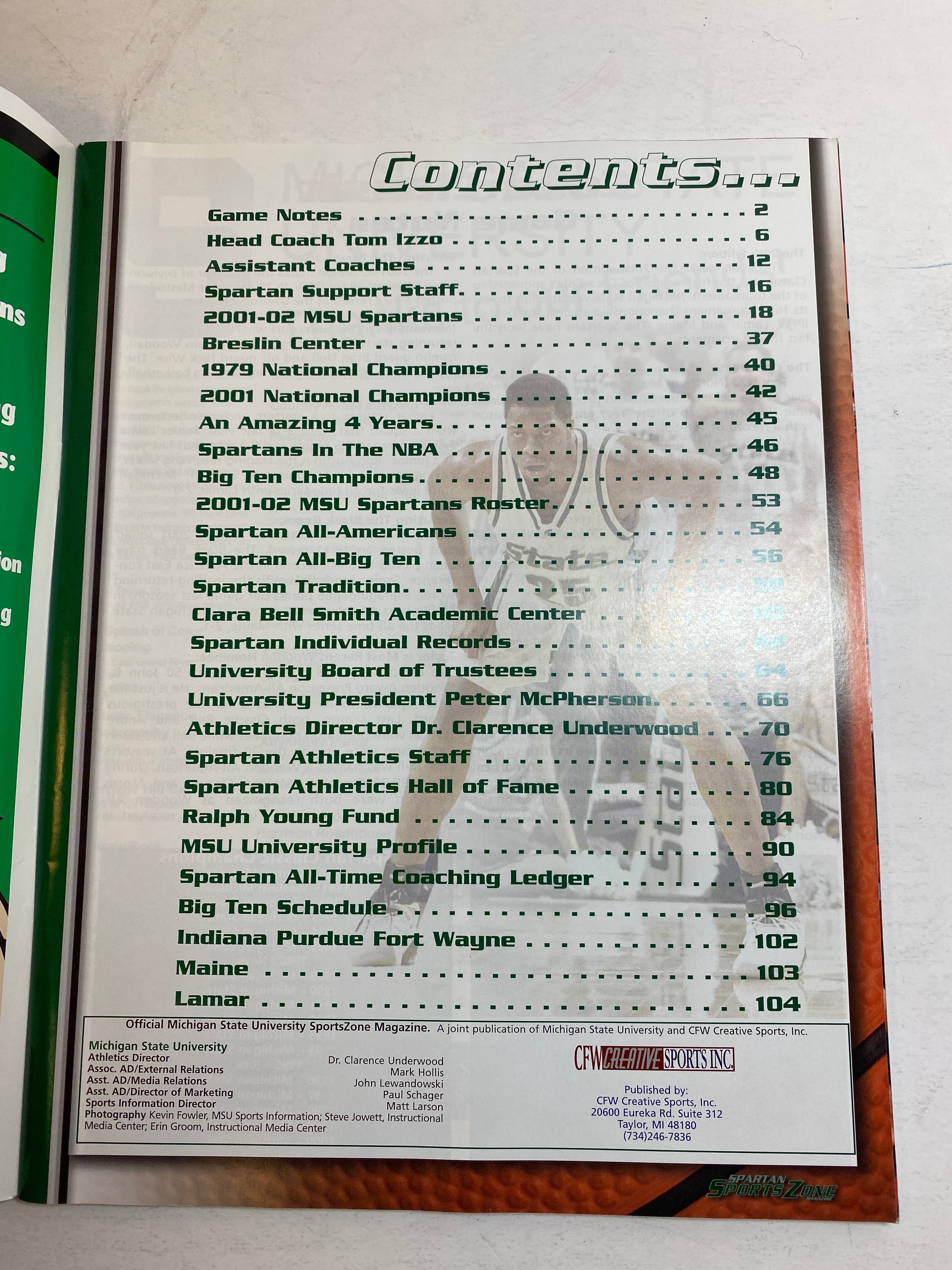 2001 Michigan State Coca-Cola Classic Program Izzo