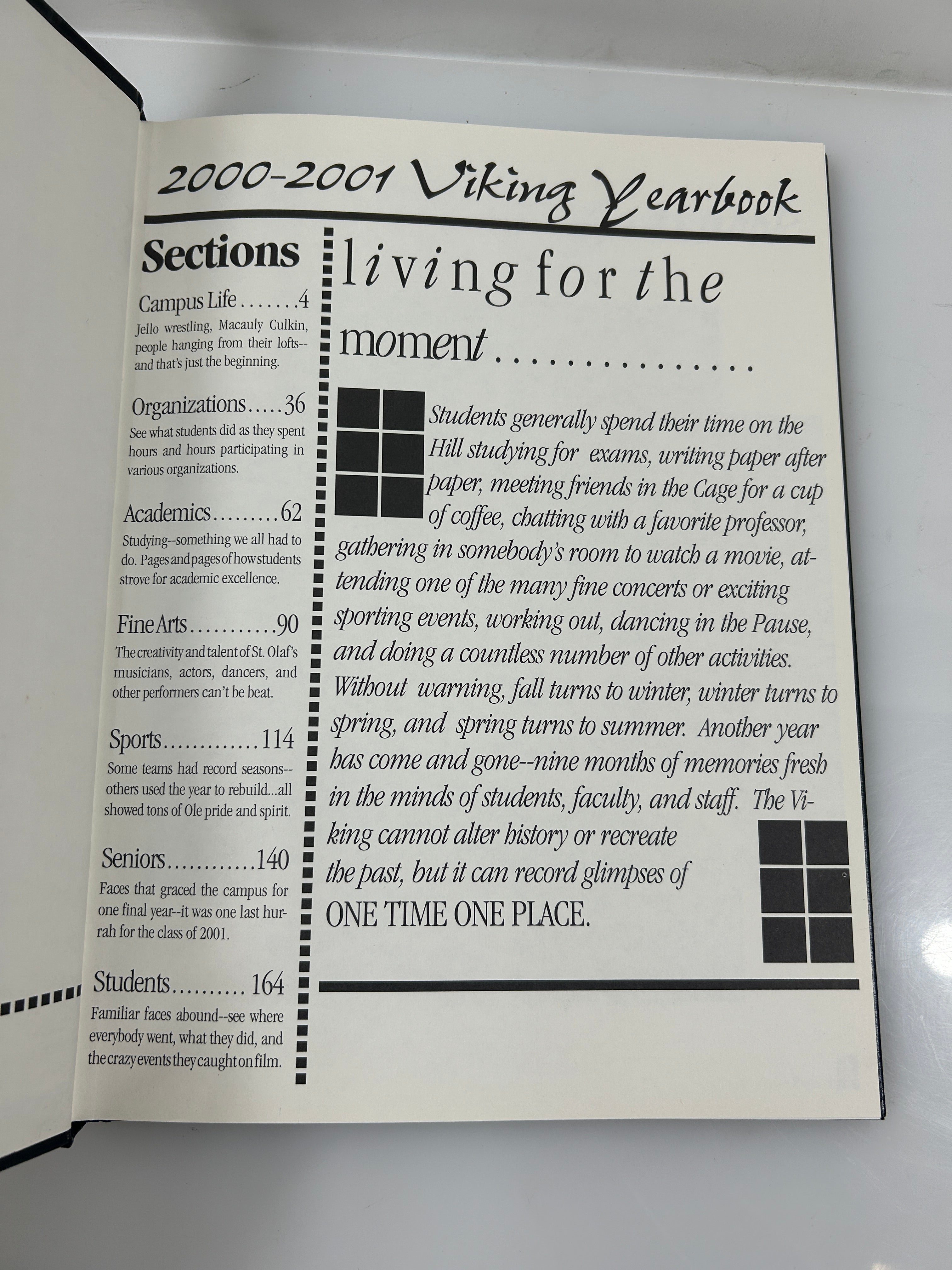 2001 St. Olaf College Yearbook "The Viking" Northfield Minnesota HC