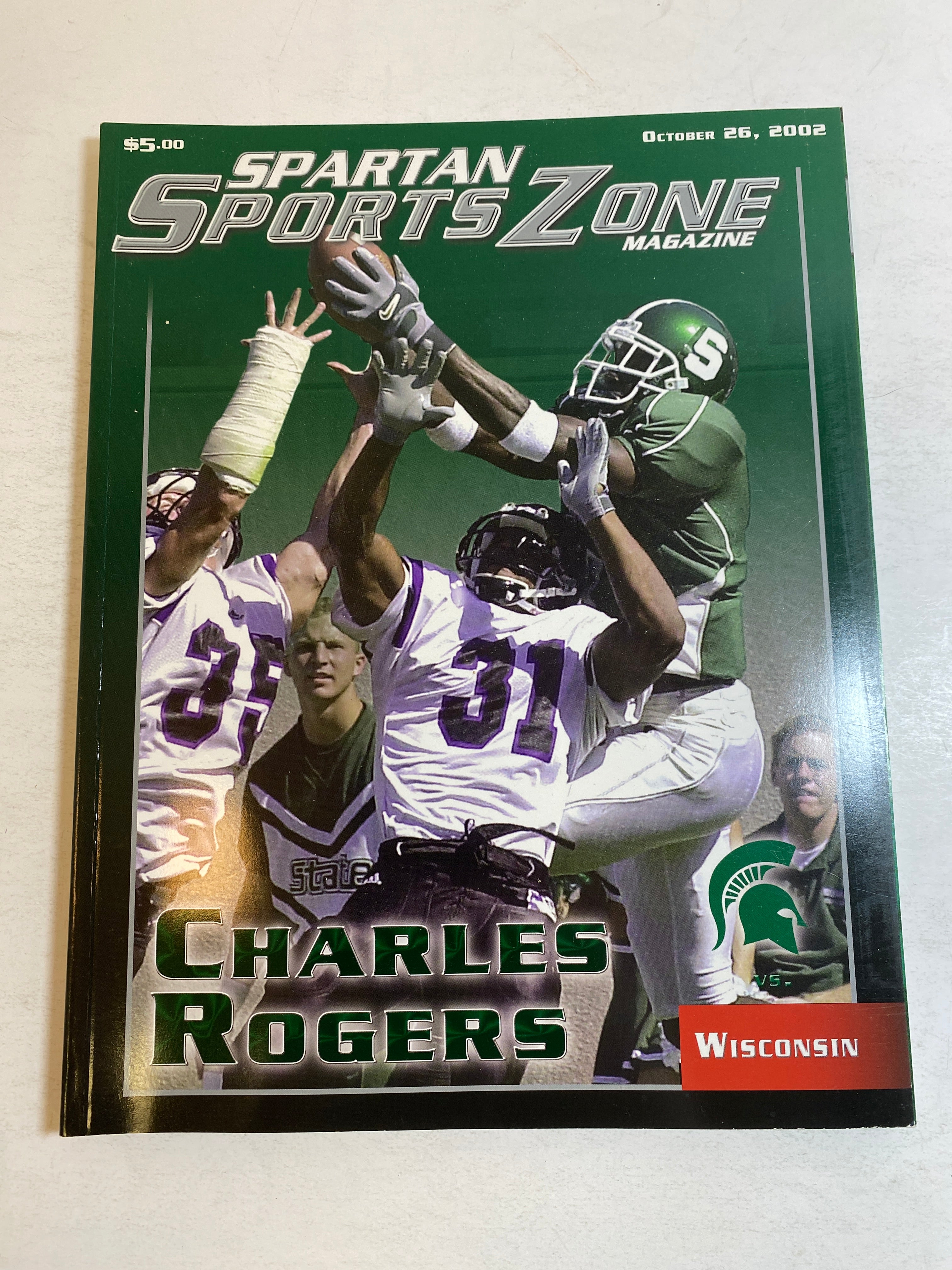 2002 Michigan State vs Wisconsin Football Program Charles Rogers