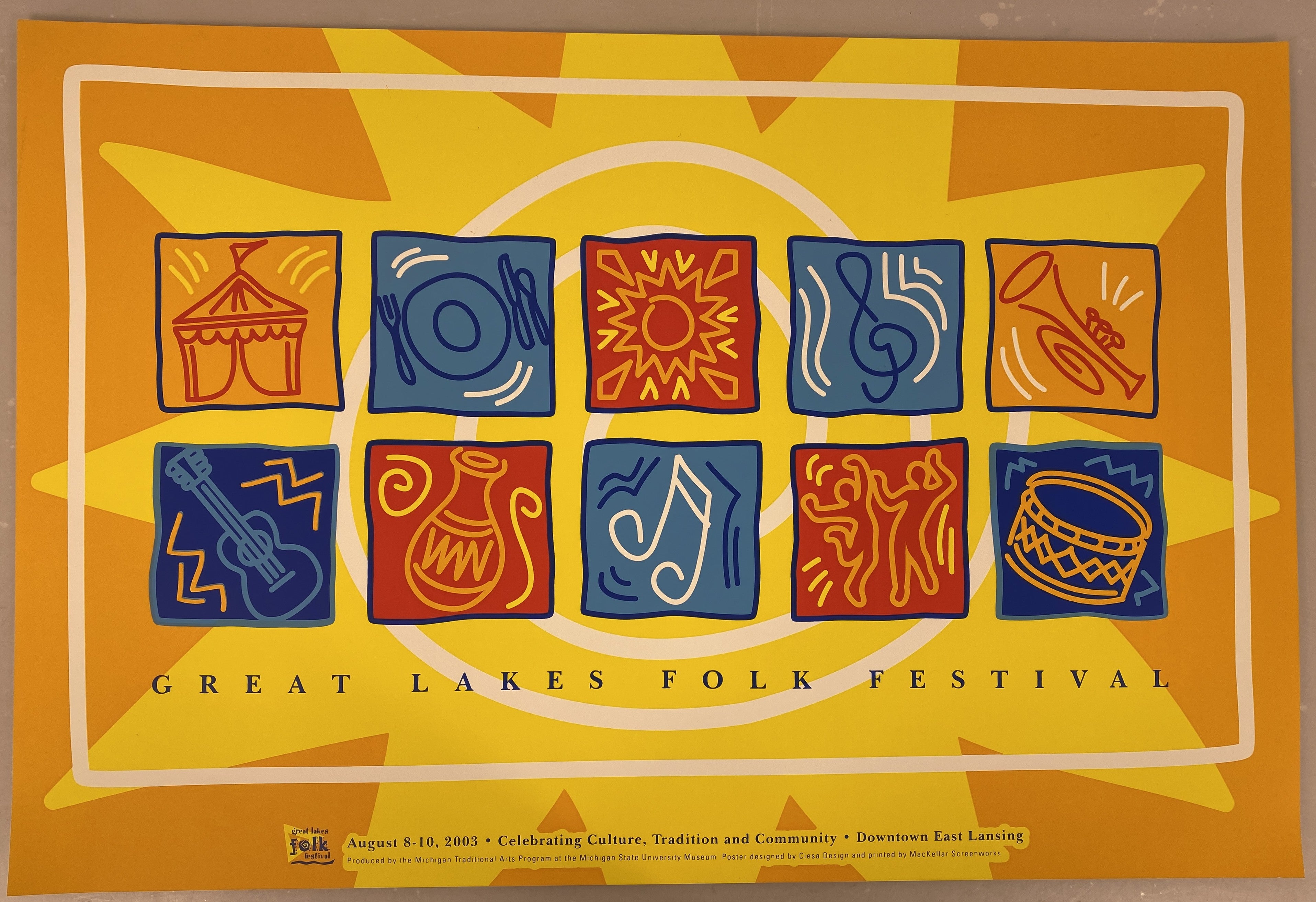 2003 MSU Museum Folk Festival Poster Go Green Ephemera