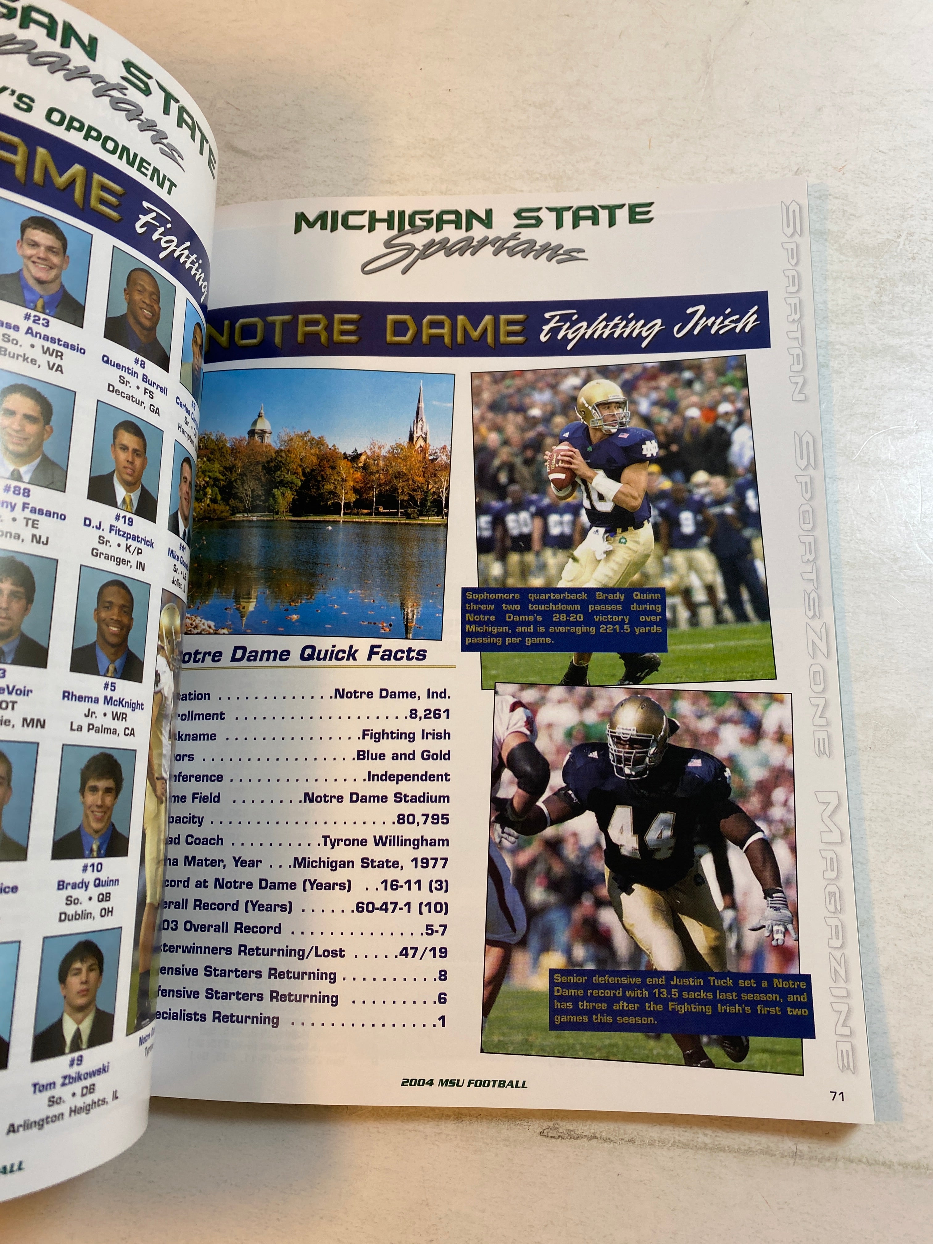 2004 Michigan State vs Notre Dame Football Program
