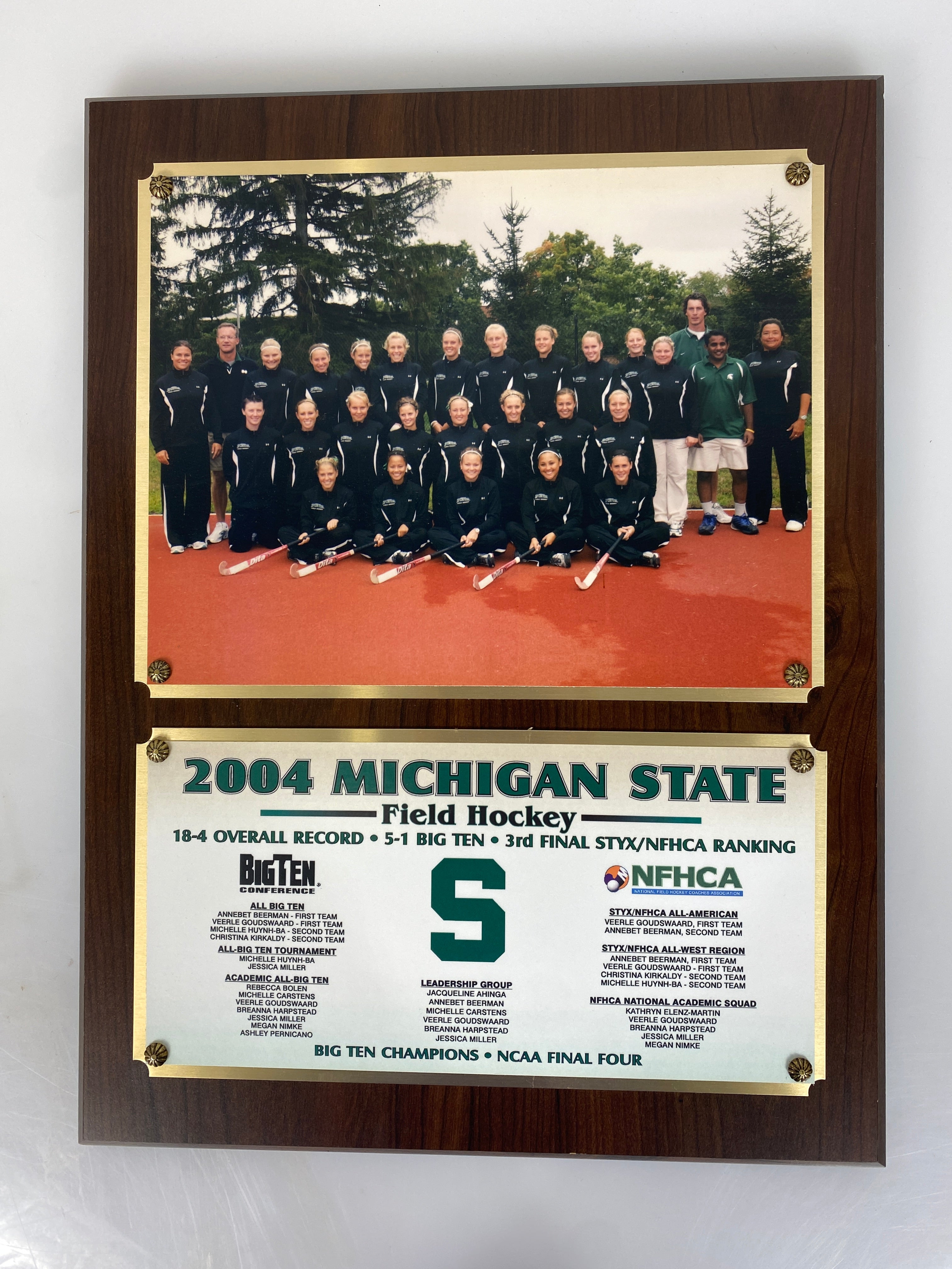 2004 MSU Women's Field Hockey Team Plaque