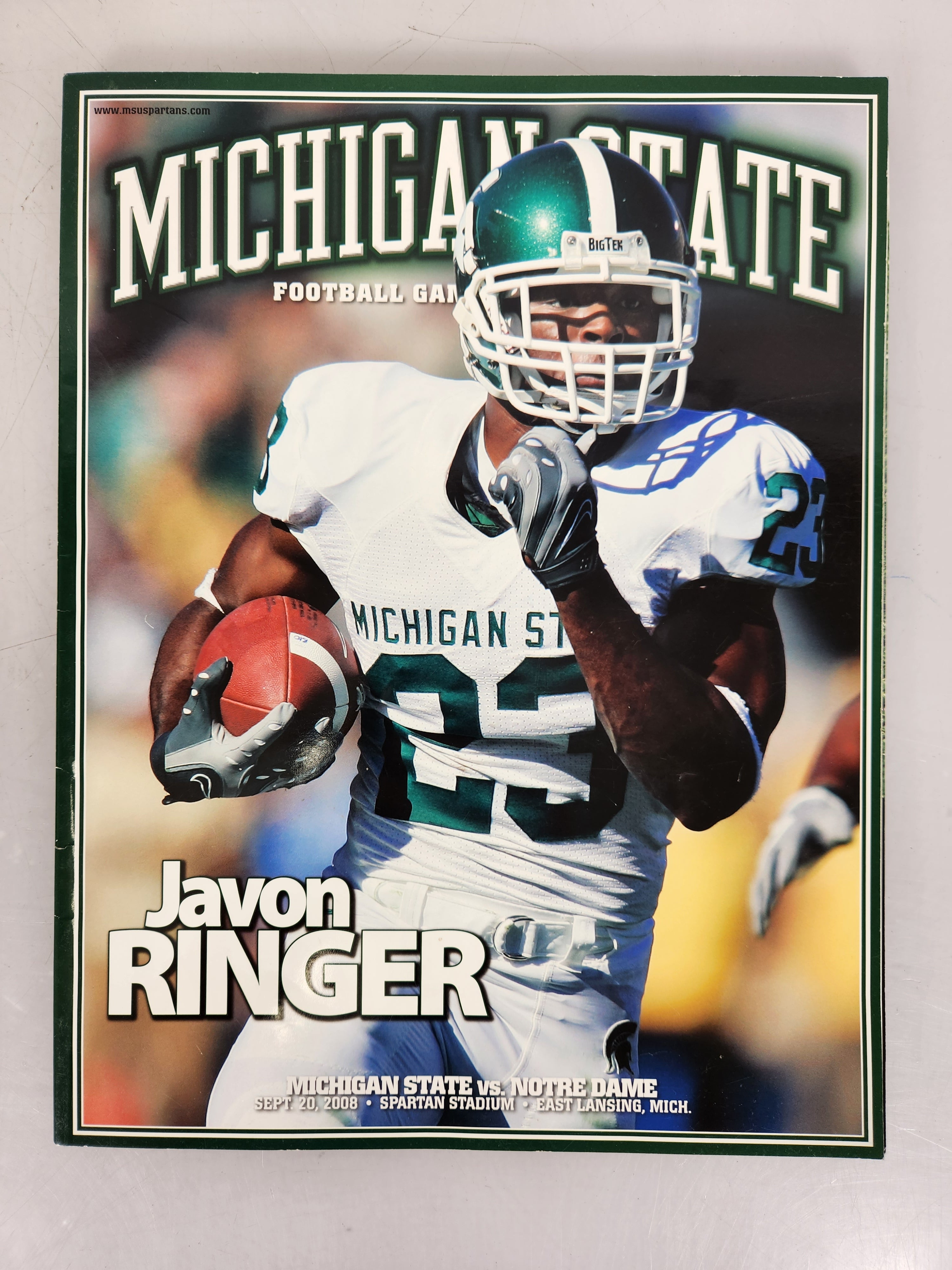 2008 Michigan State vs Notre Dame Football Program Javon Ringer
