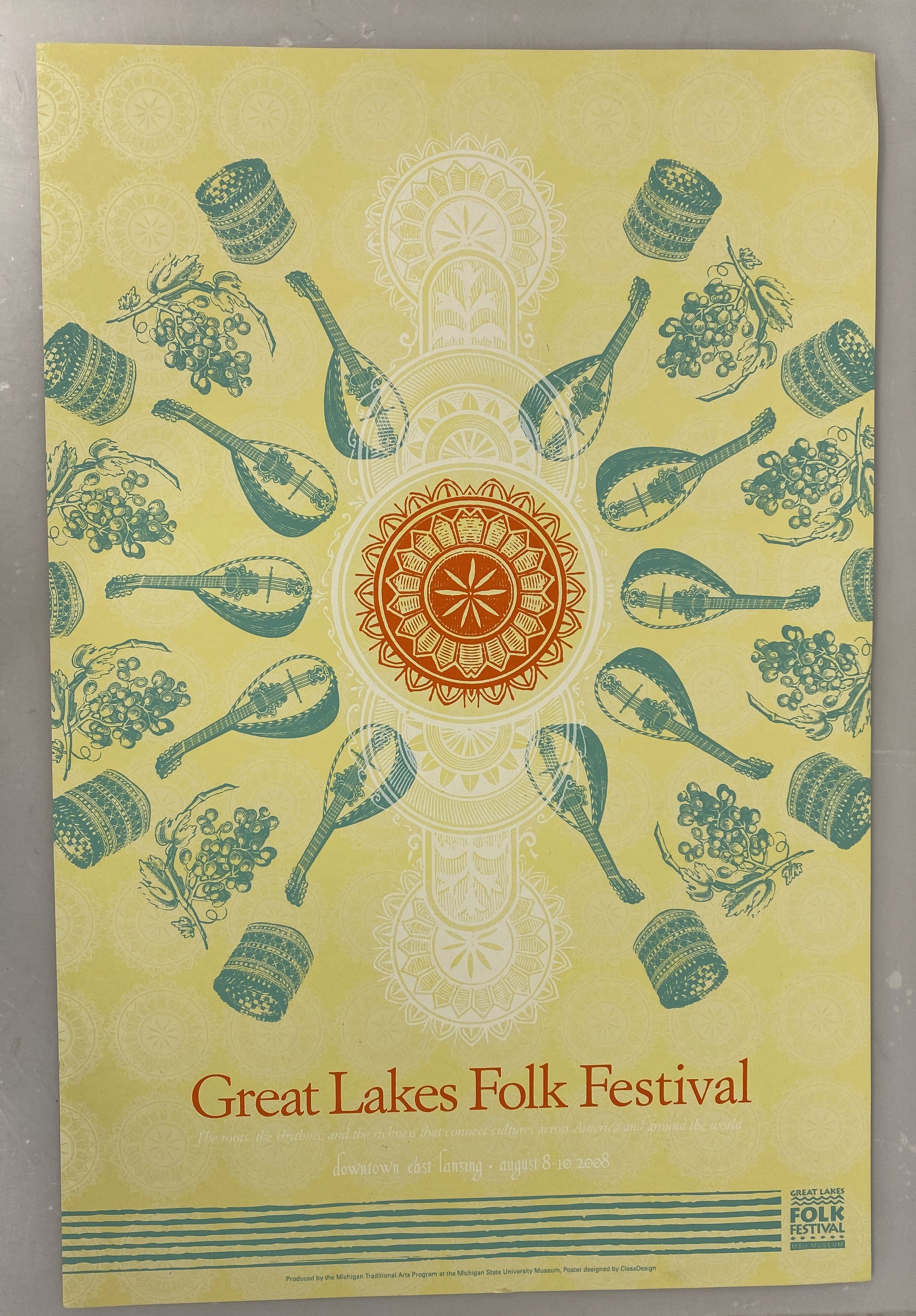 2008 MSU Museum Folk Festival Poster Go Green Ephemera