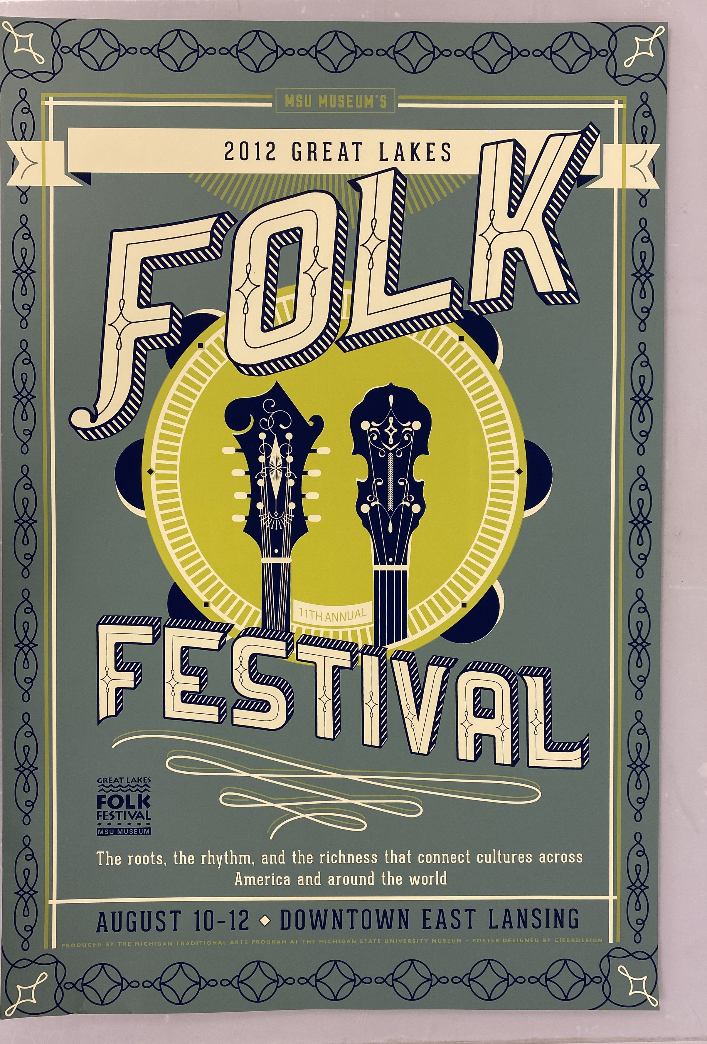 2012 MSU Museum Folk Festival Poster Go Green Ephemera
