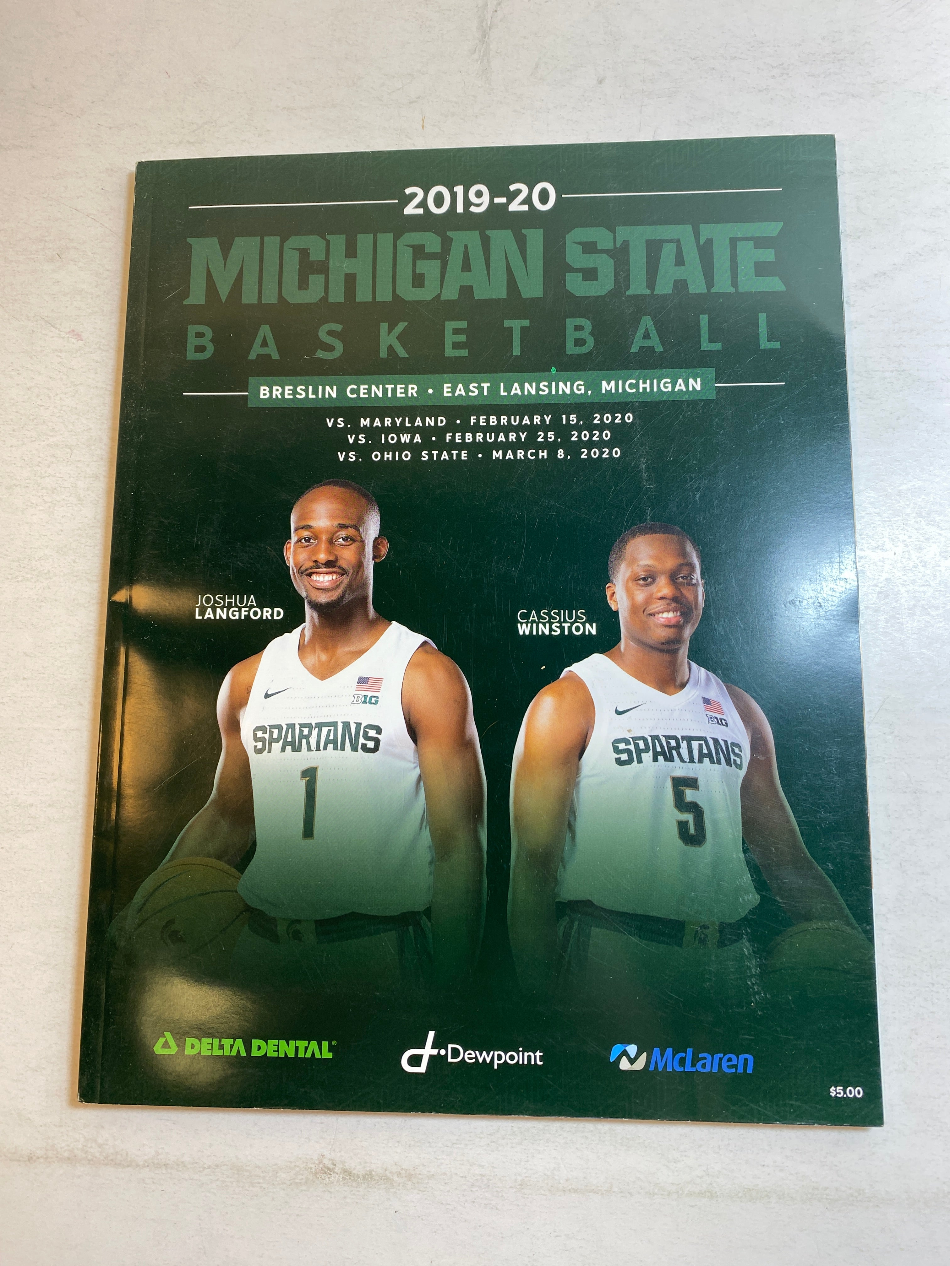 2019-2020 Michigan State Basketball Program Cassius Winston